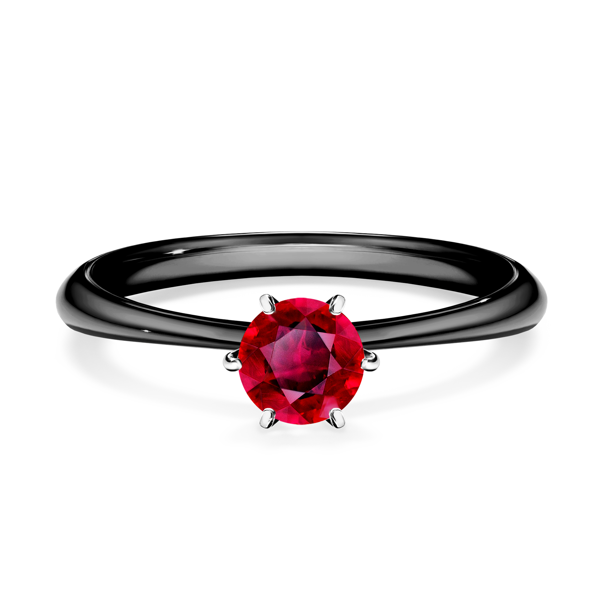 Pierścionek zaręczynowy My Queen z czarnego złota z rubinem 0,50CT
