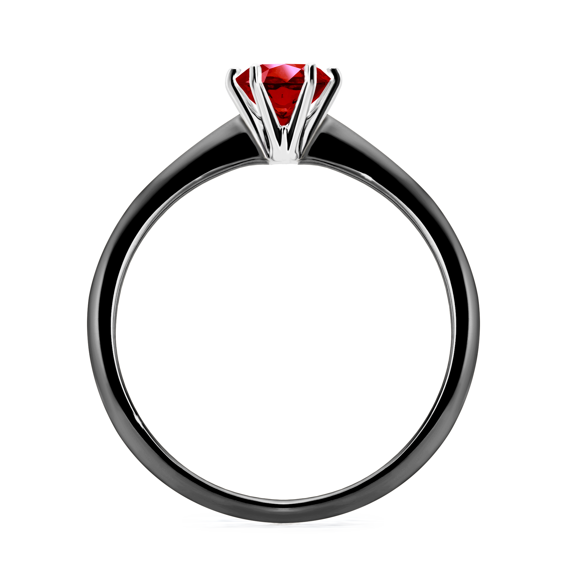 Pierścionek zaręczynowy My Queen z czarnego złota z rubinem 0,50CT