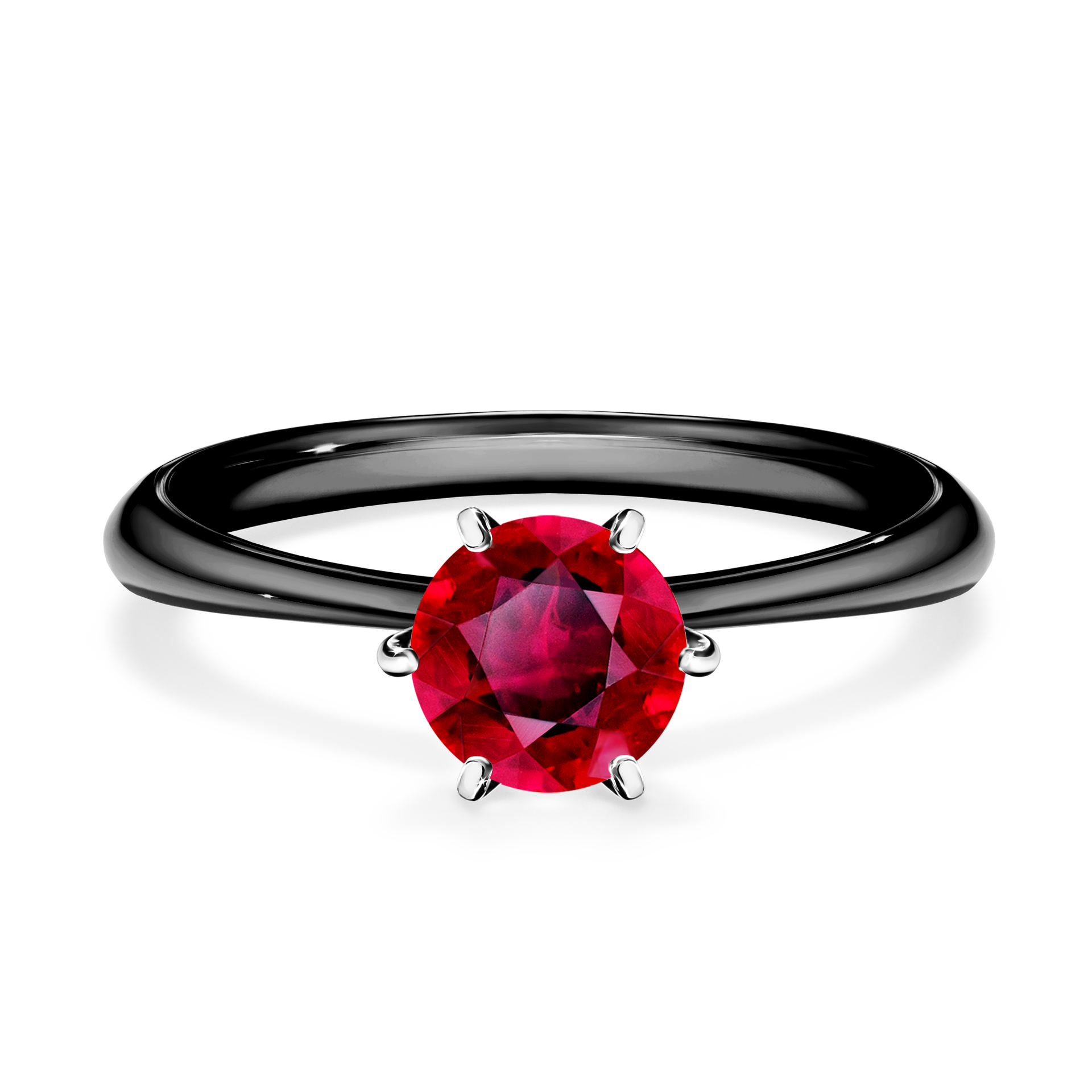 Pierścionek zaręczynowy My Queen z czarnego złota z rubinem 0,80CT
