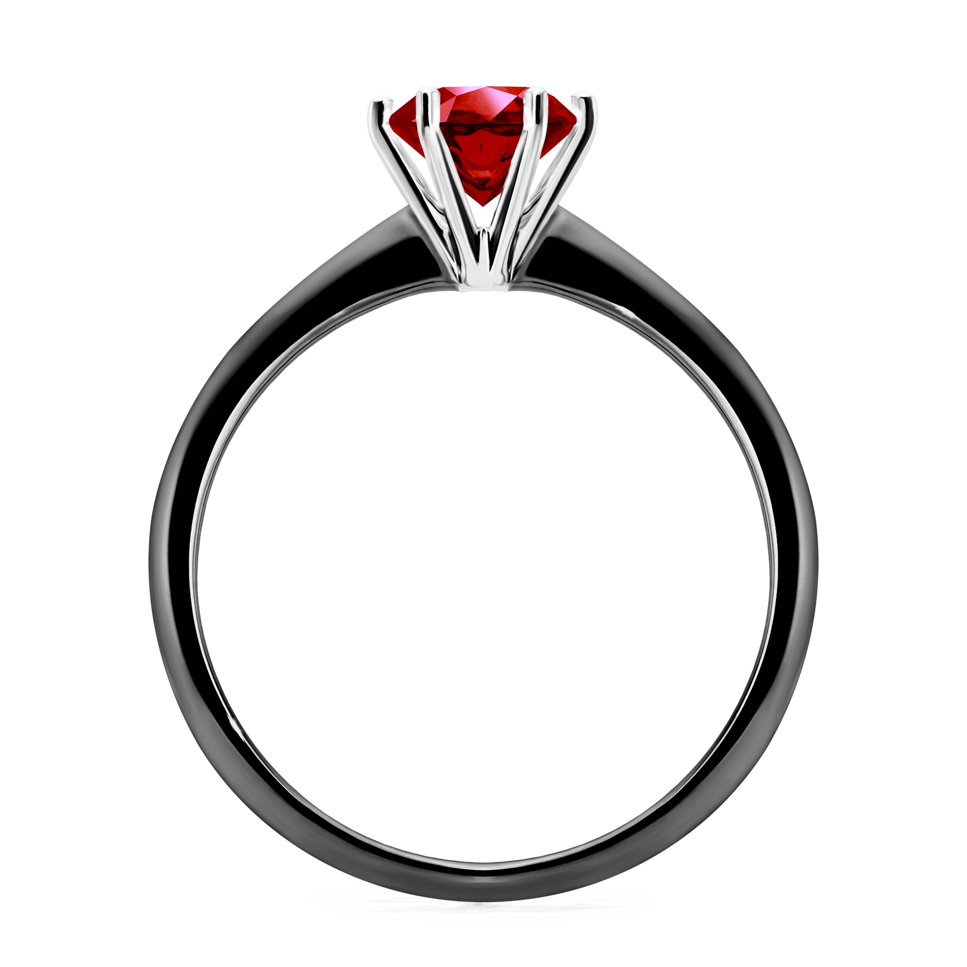 Pierścionek zaręczynowy My Queen z czarnego złota z rubinem 0,80CT