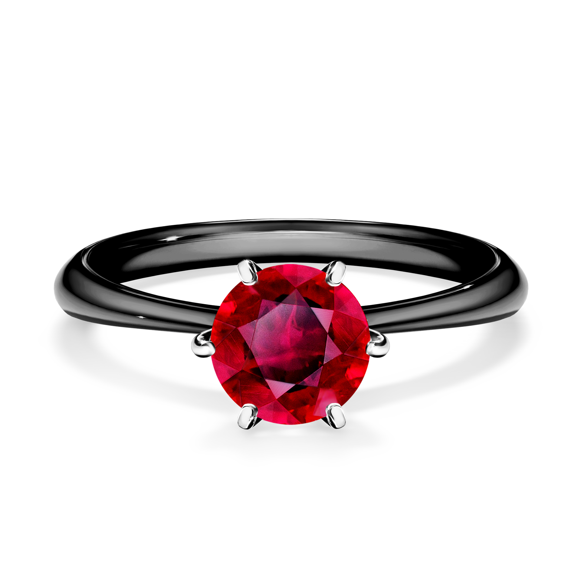 Pierścionek zaręczynowy My Queen z czarnego złota z rubinem 1,00CT