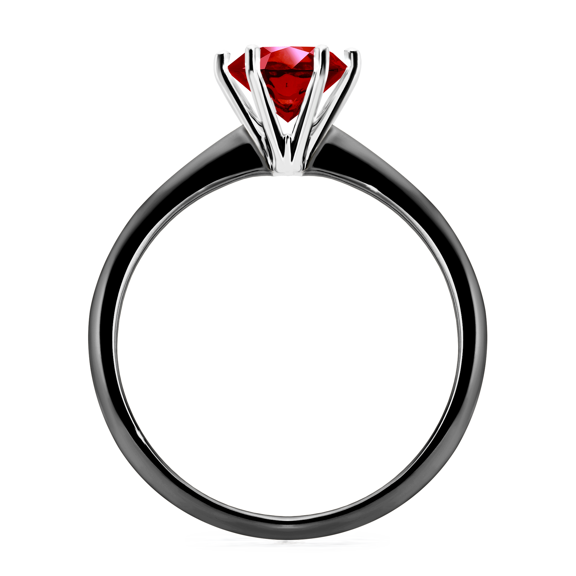 Pierścionek zaręczynowy My Queen z czarnego złota z rubinem 1,00CT
