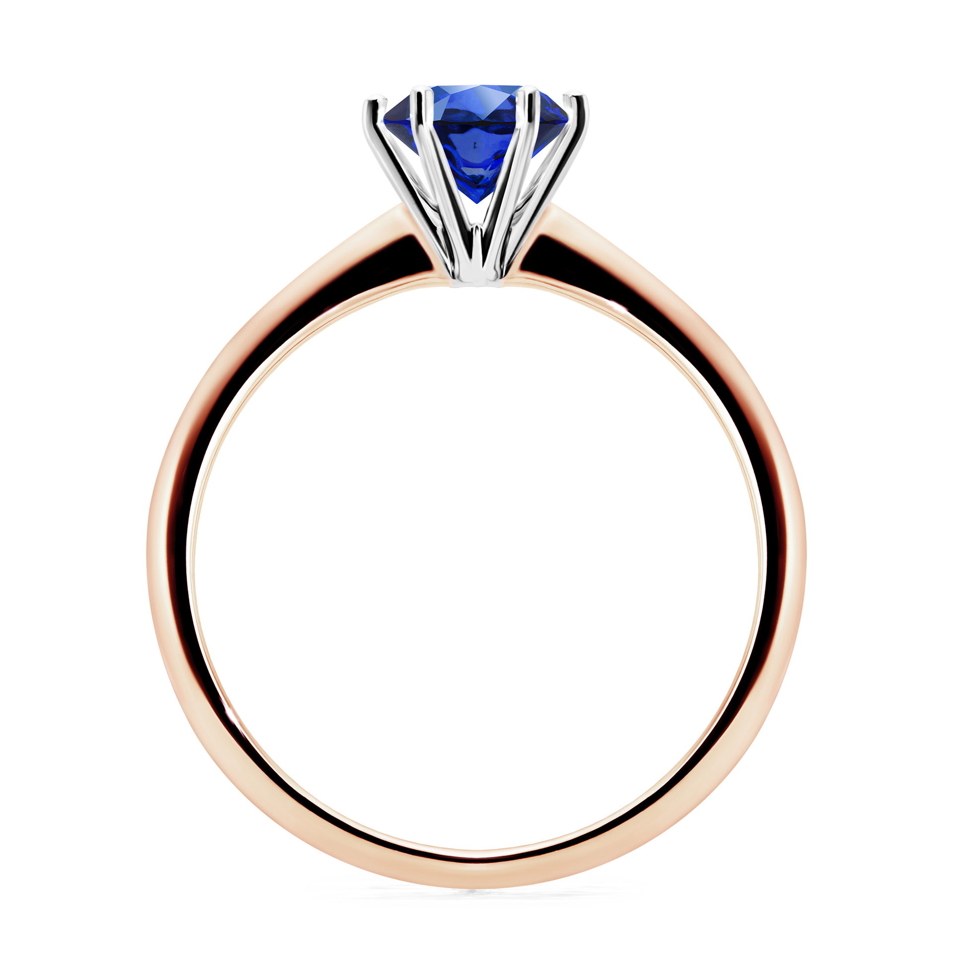 Pierścionek zaręczynowy My Queen z różowego złota z szafirem niebieskim 0,80CT