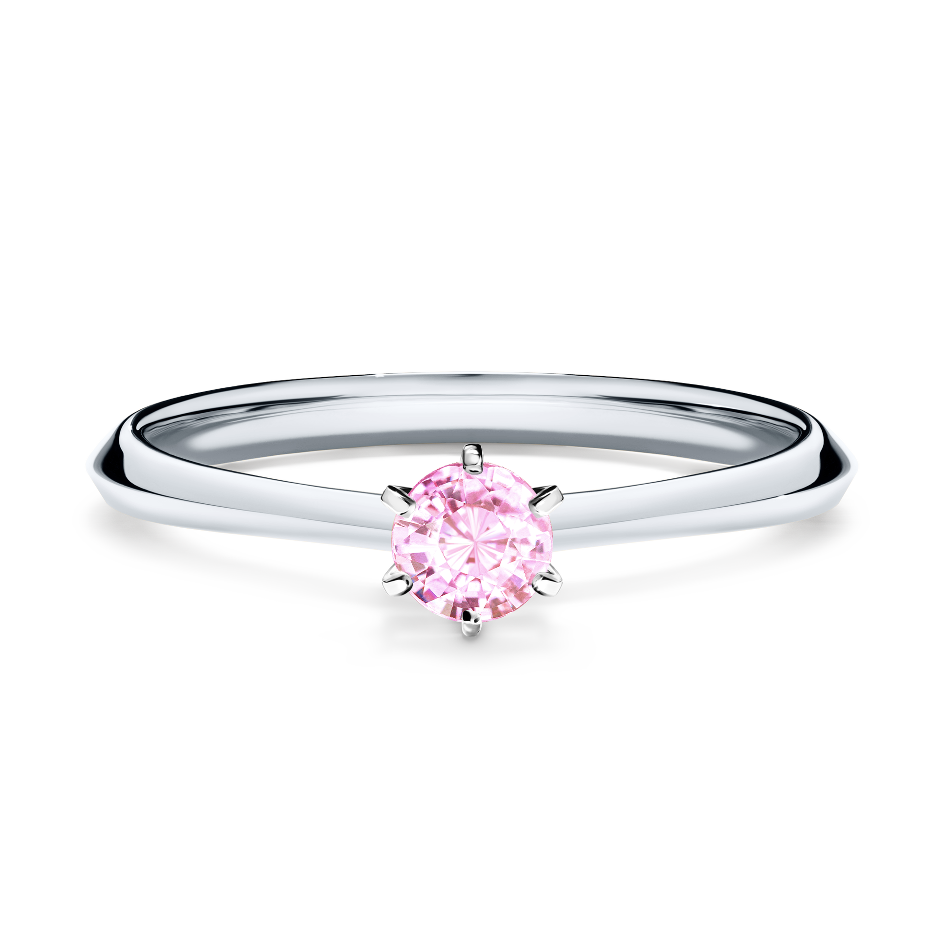 Pierścionek zaręczynowy My Queen z białego złota z szafirem różowym 0,25CT