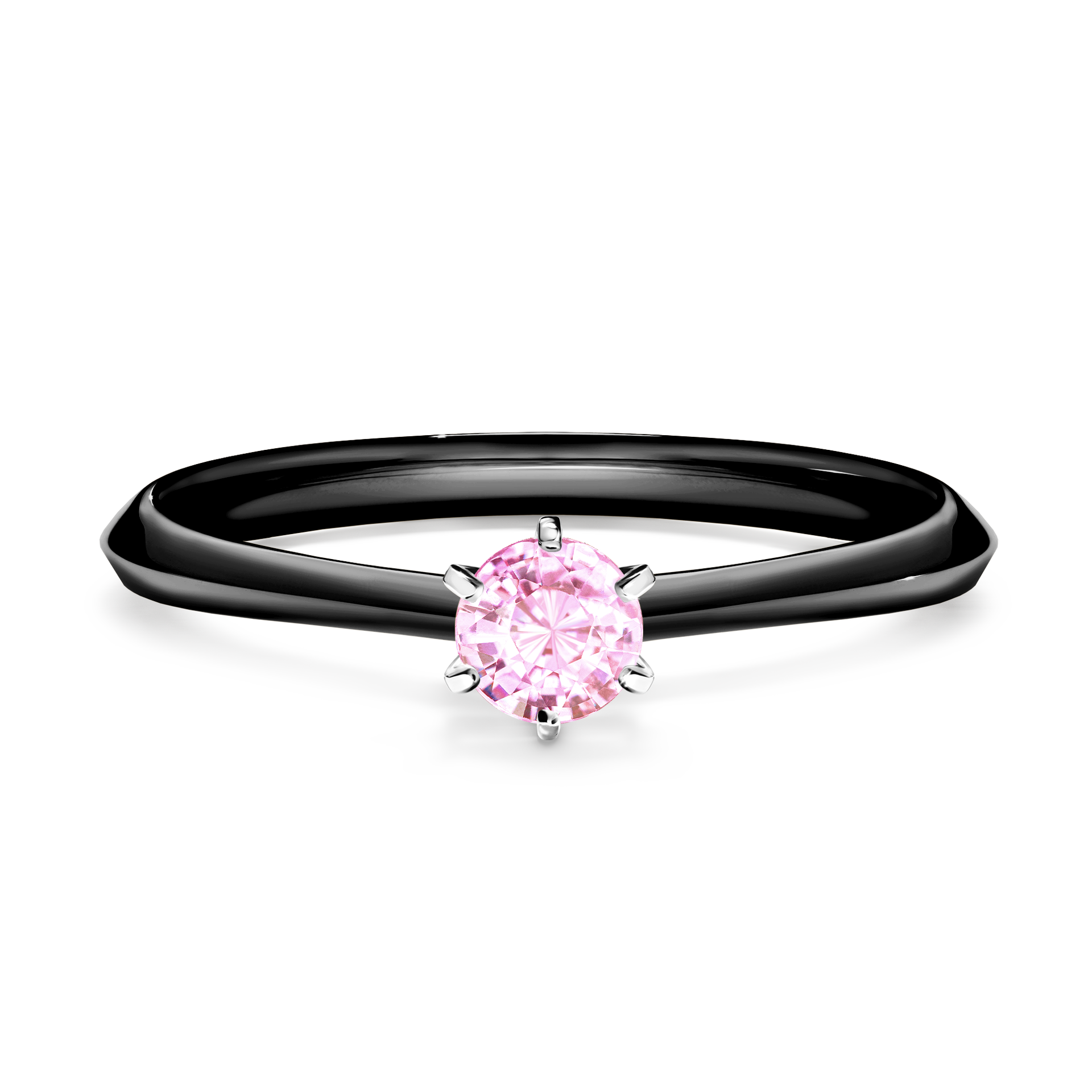 Pierścionek zaręczynowy My Queen z czarnego złota z szafirem różowym 0,25CT