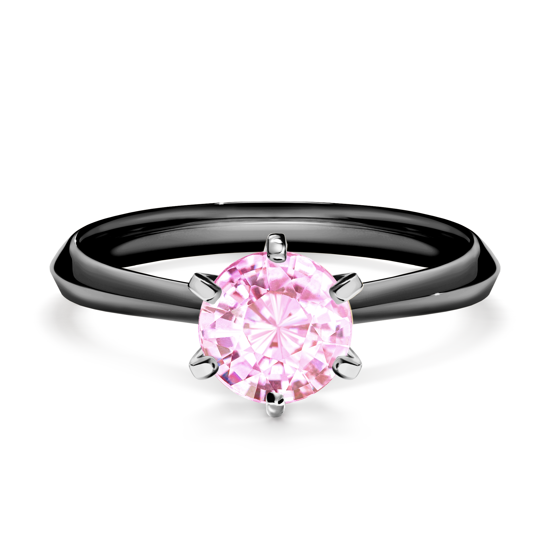 Pierścionek zaręczynowy My Queen z czarnego złota z szafirem różowym 1,00CT