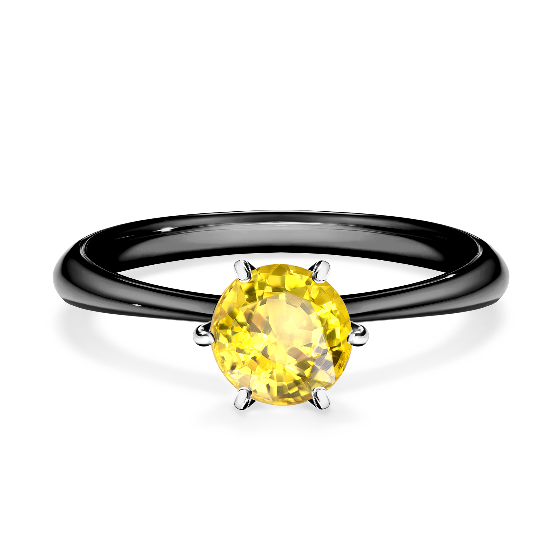 Pierścionek zaręczynowy My Queen z czarnego złota z szafirem żółtym 0,80CT