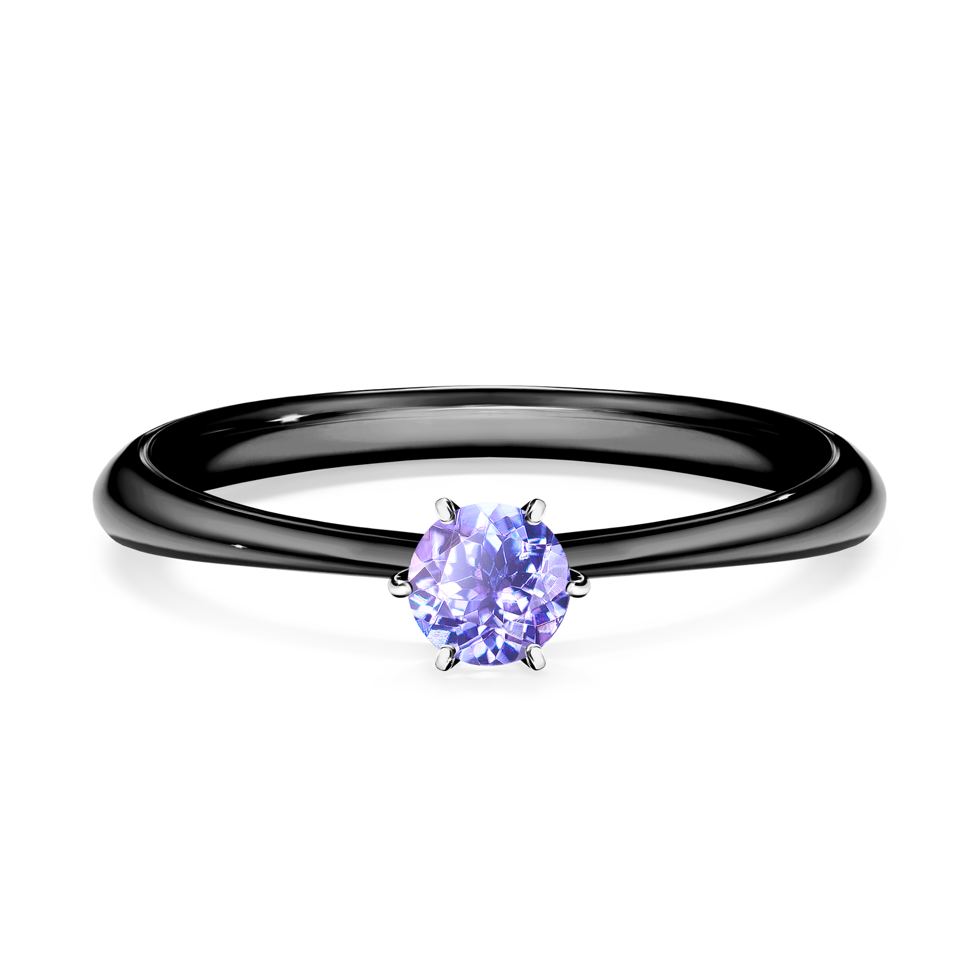 Pierścionek zaręczynowy My Queen z czarnego złota z tanzanitem 0,25CT