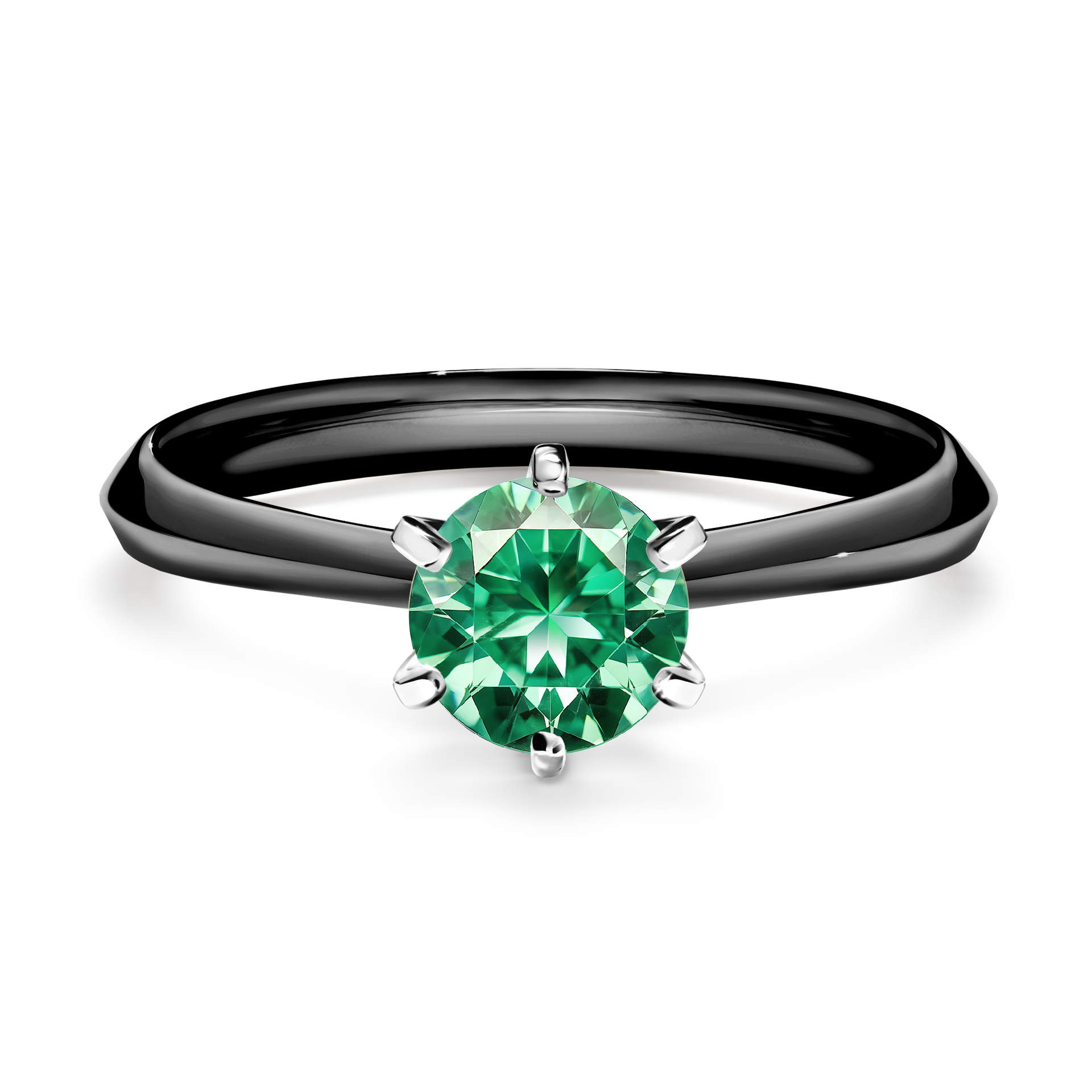 Pierścionek zaręczynowy My Queen z czarnego złota ze szmaragdem 0,80CT