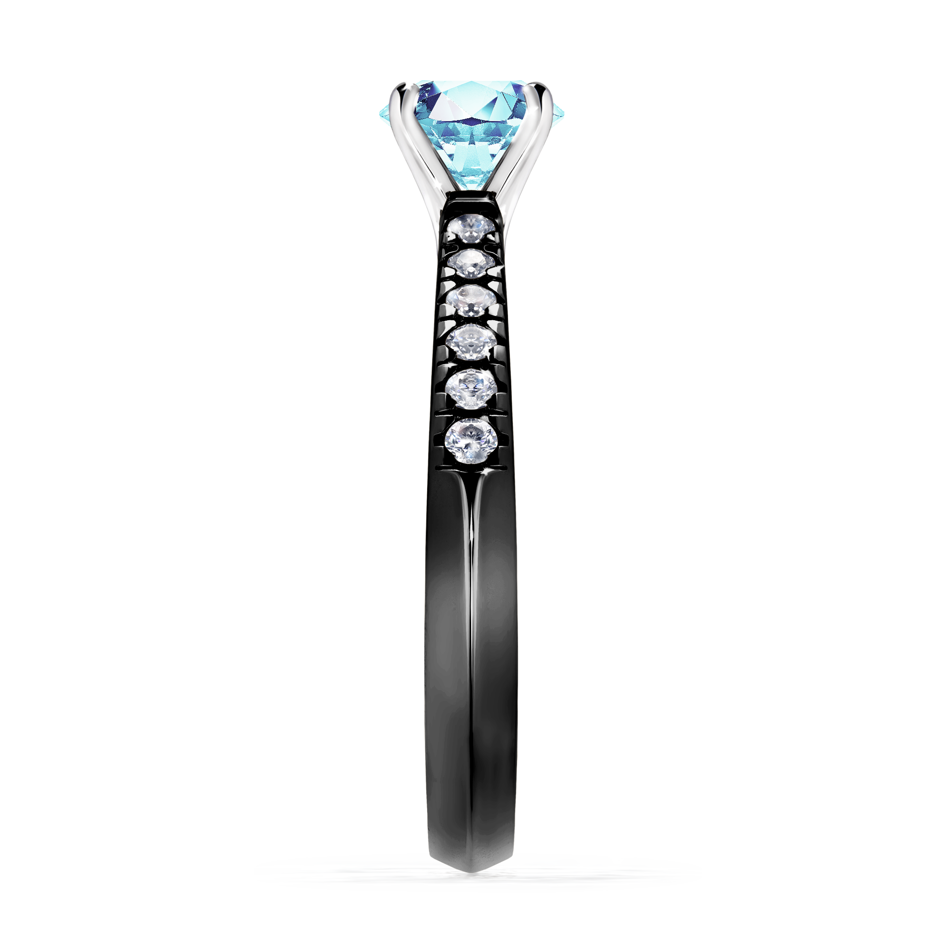Pierścionek zaręczynowy My Sunshine z czarnego złota z akwamarynem 0,64CT