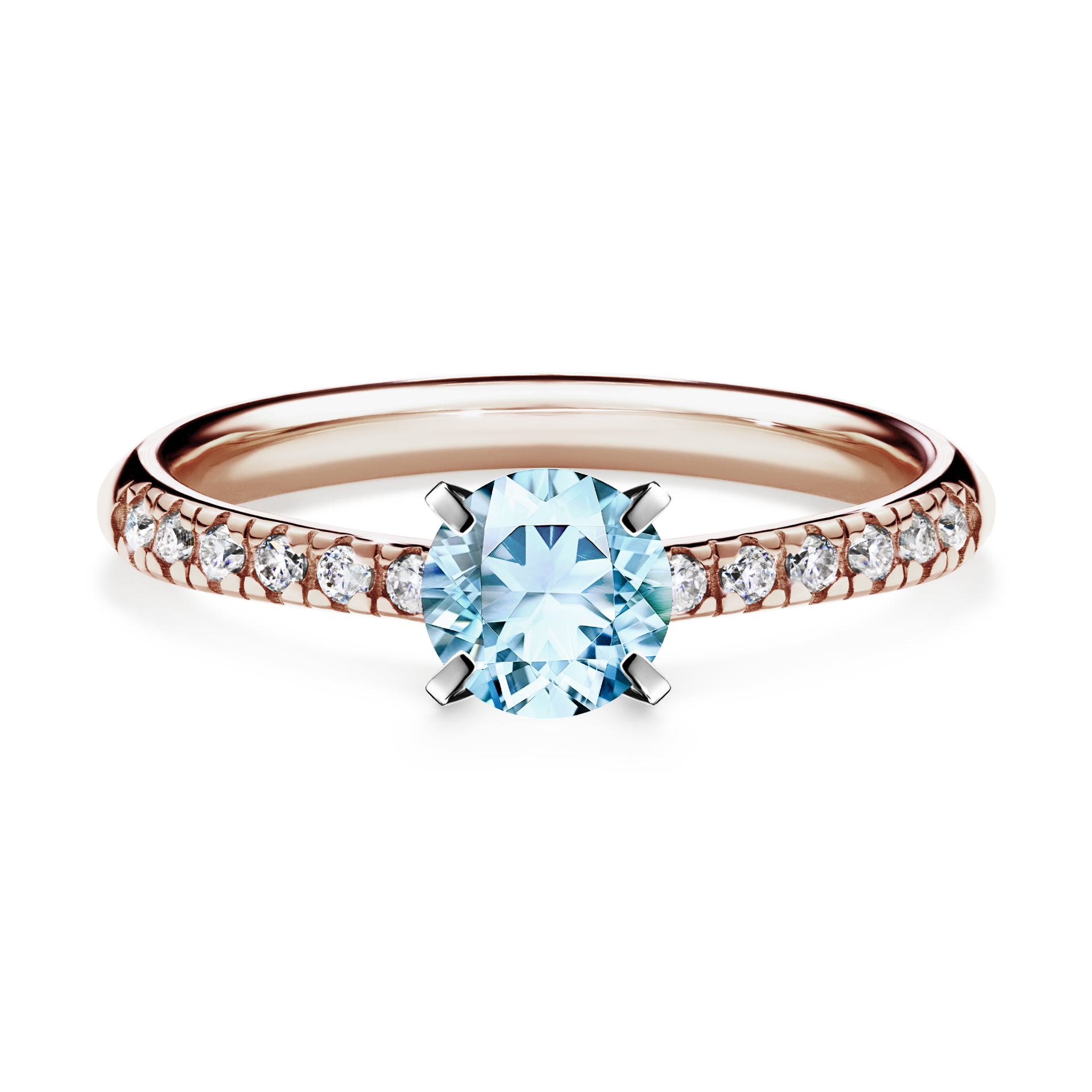 Pierścionek zaręczynowy My Sunshine z różowego złota z akwamarynem 0,64CT