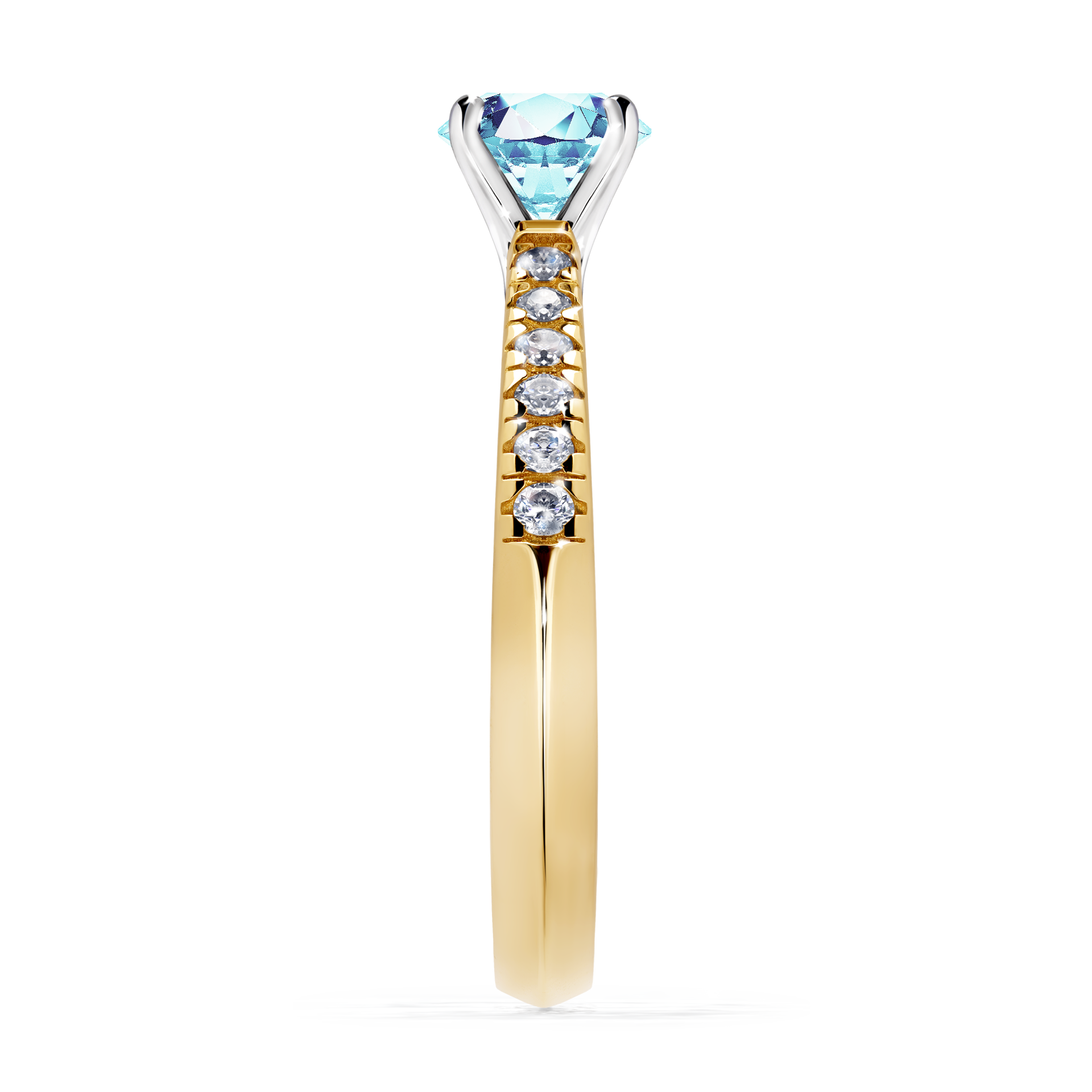 Pierścionek zaręczynowy My Sunshine z żółtego złota z akwamarynem 0,64CT