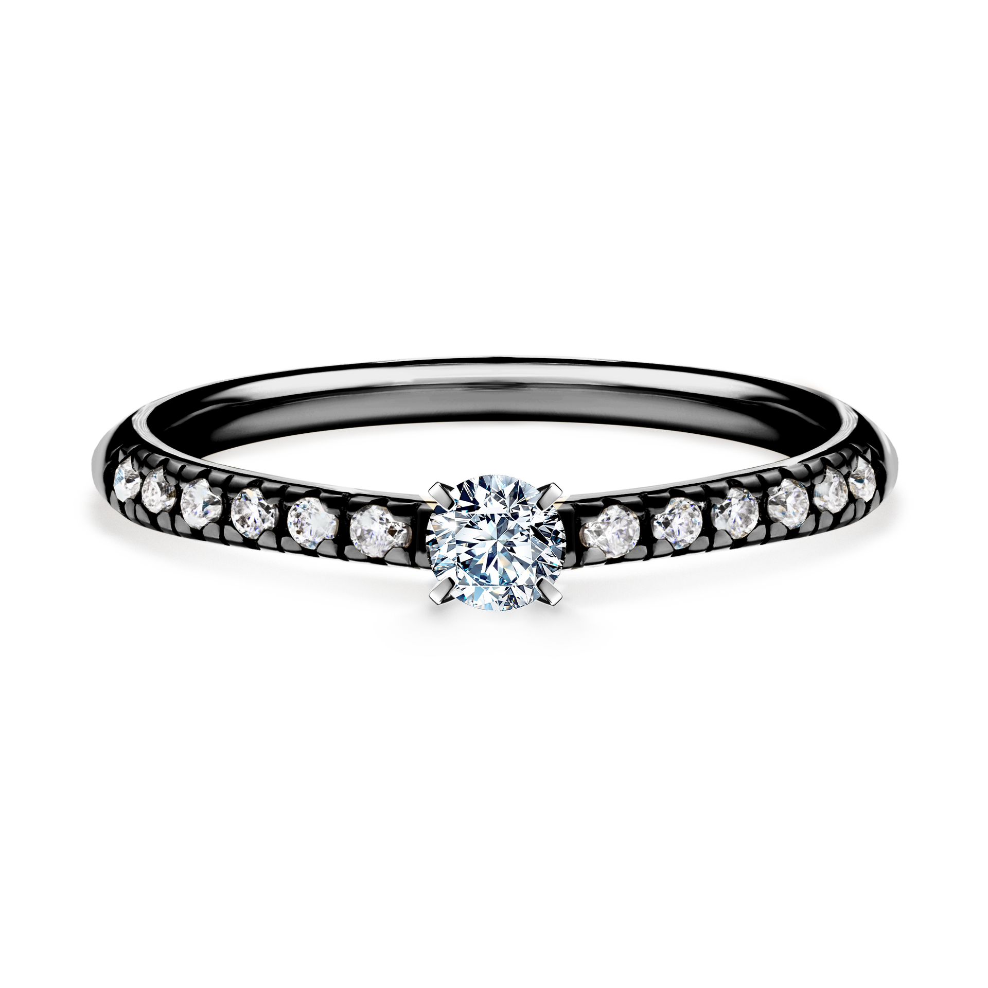 Pierścionek zaręczynowy My Sunshine z czarnego złota z diamentem laboratoryjnym 0,24CT