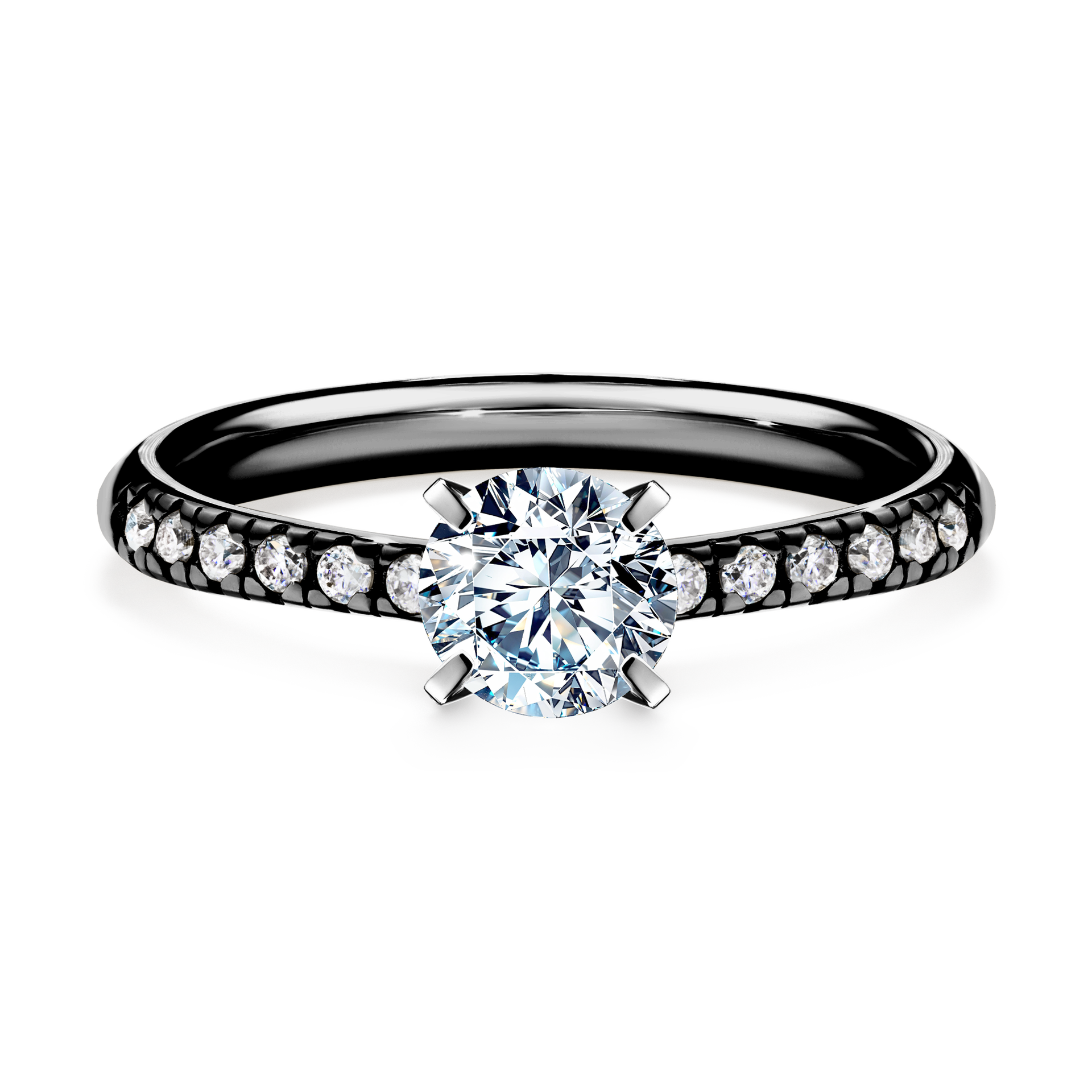 Pierścionek zaręczynowy My Sunshine z czarnego złota z diamentem laboratoryjnym 0,64CT
