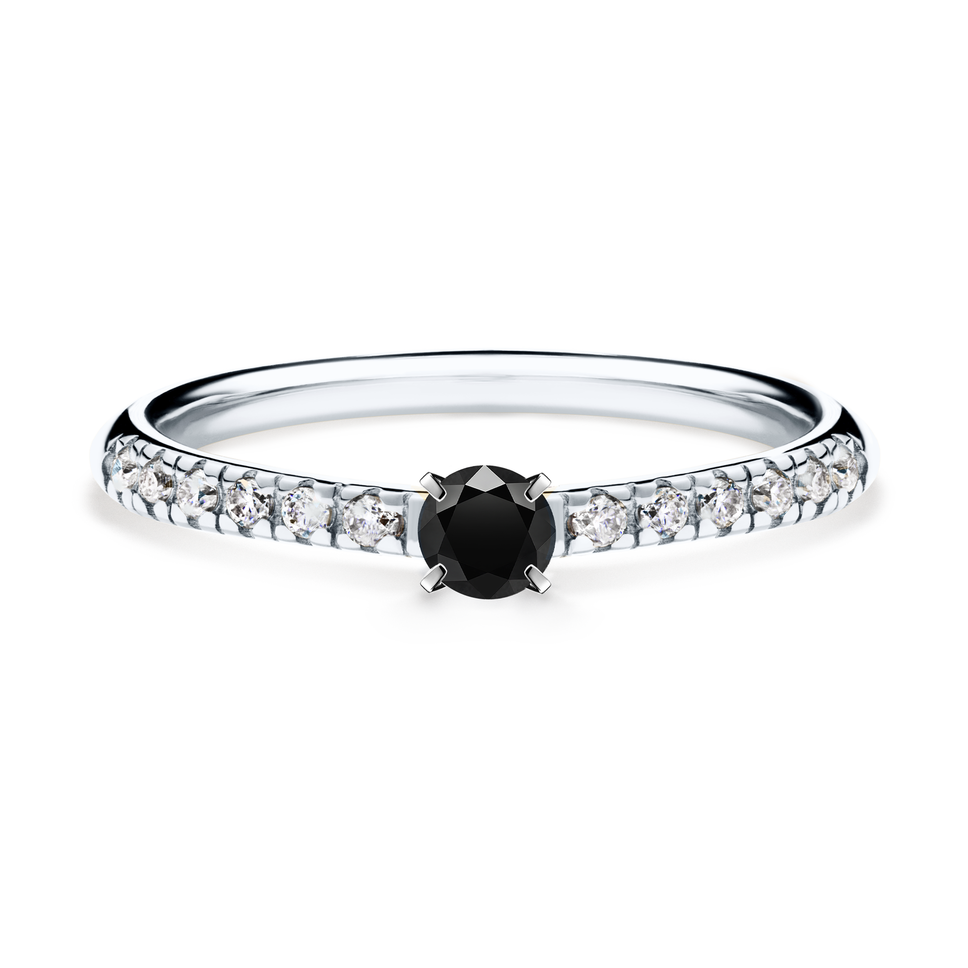 Pierścionek zaręczynowy My Sunshine z białego złota z czarnym diamentem 0,24CT