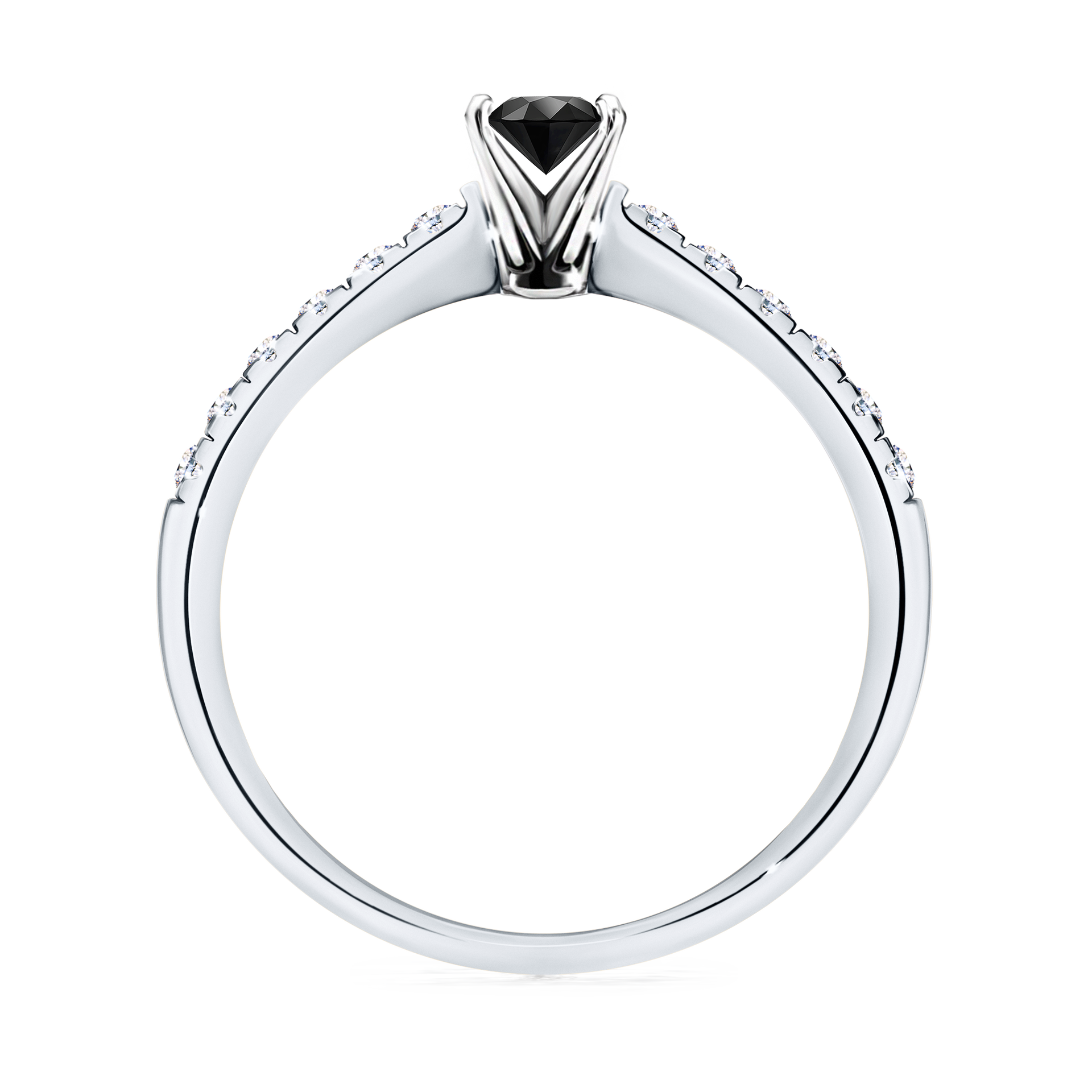 Pierścionek zaręczynowy My Sunshine z białego złota z czarnym diamentem 0,24CT