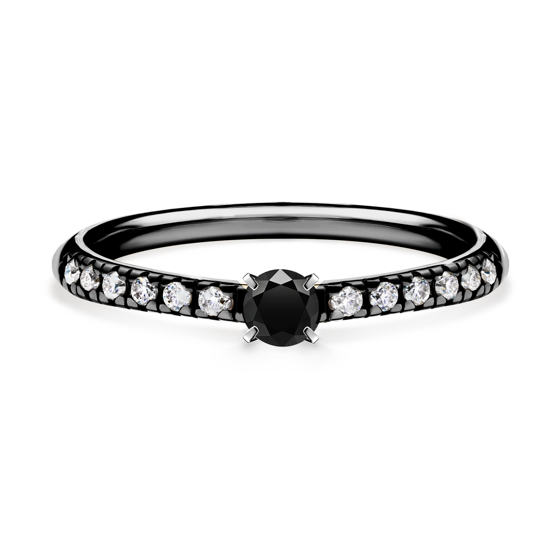 Pierścionek zaręczynowy My Sunshine z czarnego złota z czarnym diamentem 0,24CT