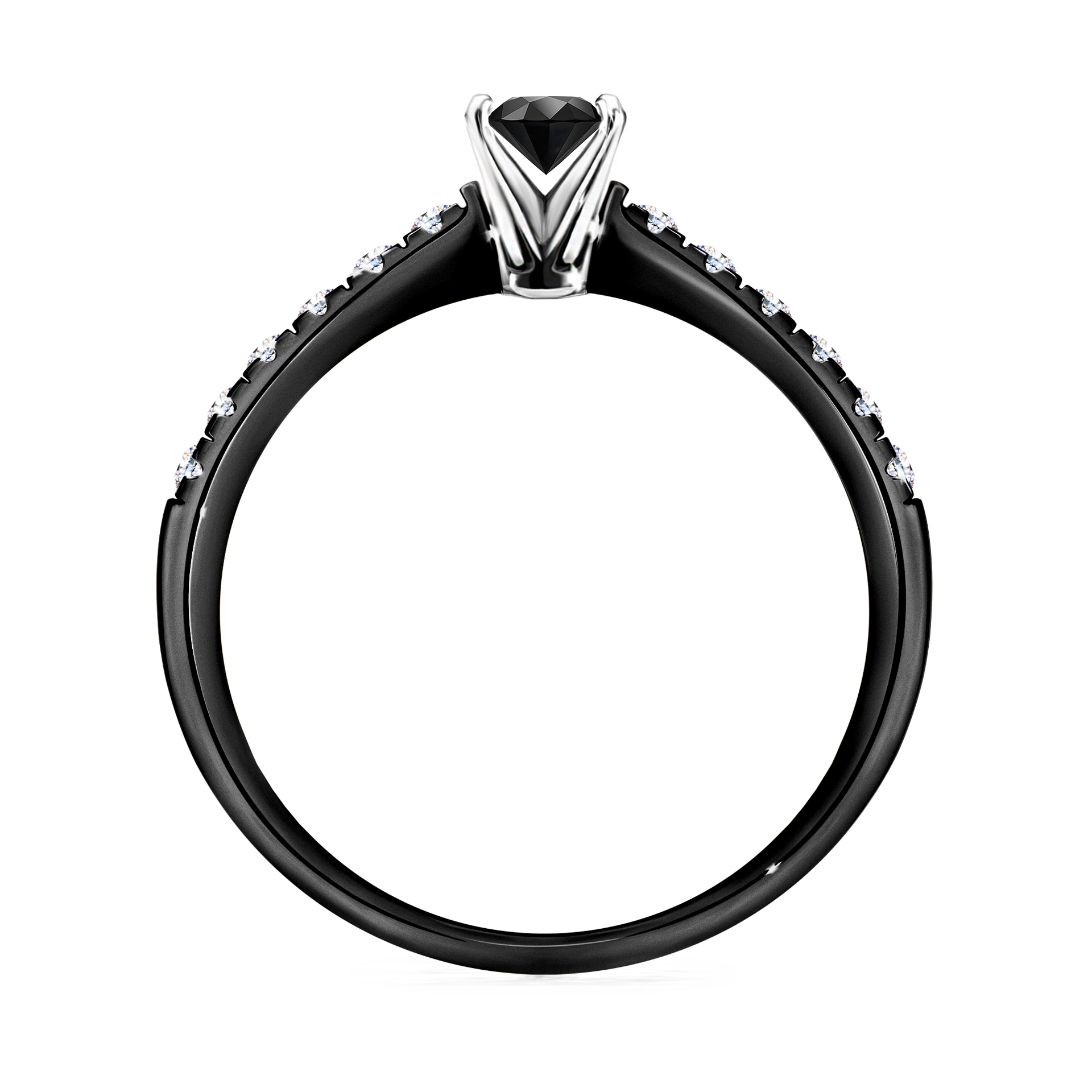 Pierścionek zaręczynowy My Sunshine z czarnego złota z czarnym diamentem 0,24CT
