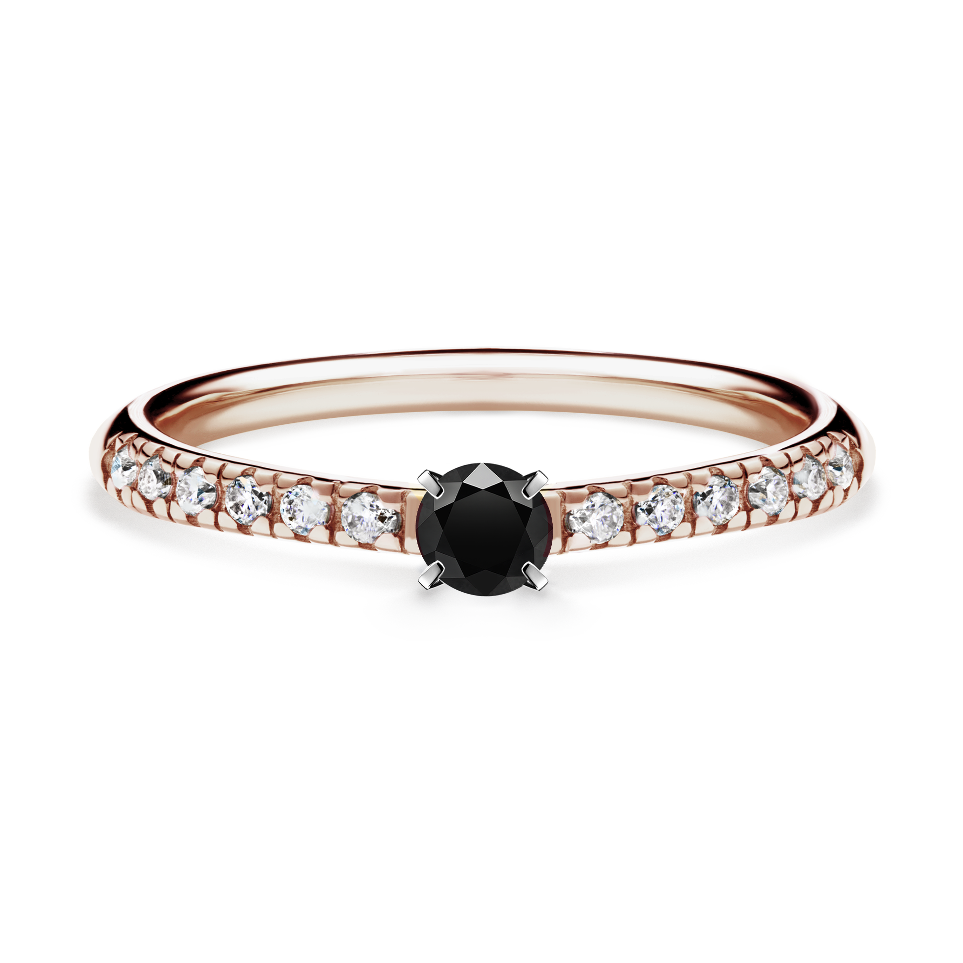 Pierścionek zaręczynowy My Sunshine z różowego złota z czarnym diamentem 0,24CT