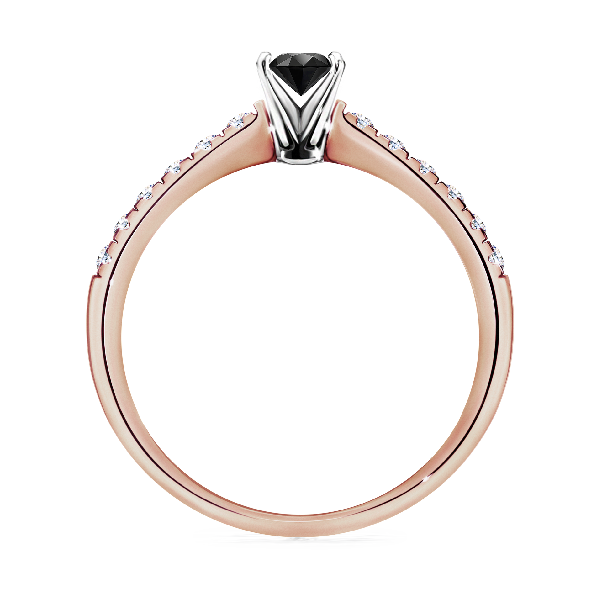 Pierścionek zaręczynowy My Sunshine z różowego złota z czarnym diamentem 0,24CT