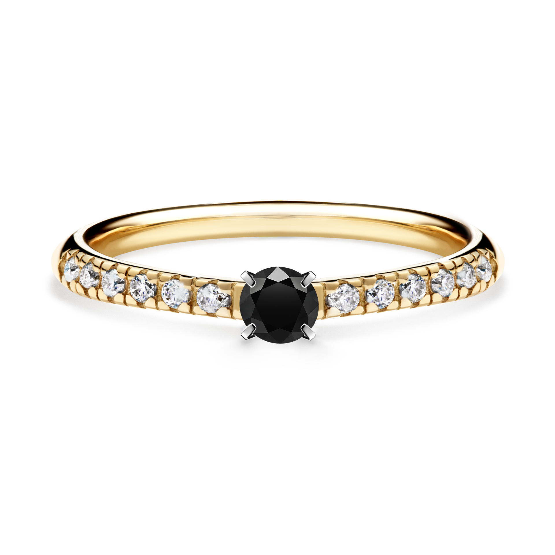 Pierścionek zaręczynowy My Sunshine z żółtego złota z czarnym diamentem 0,24CT