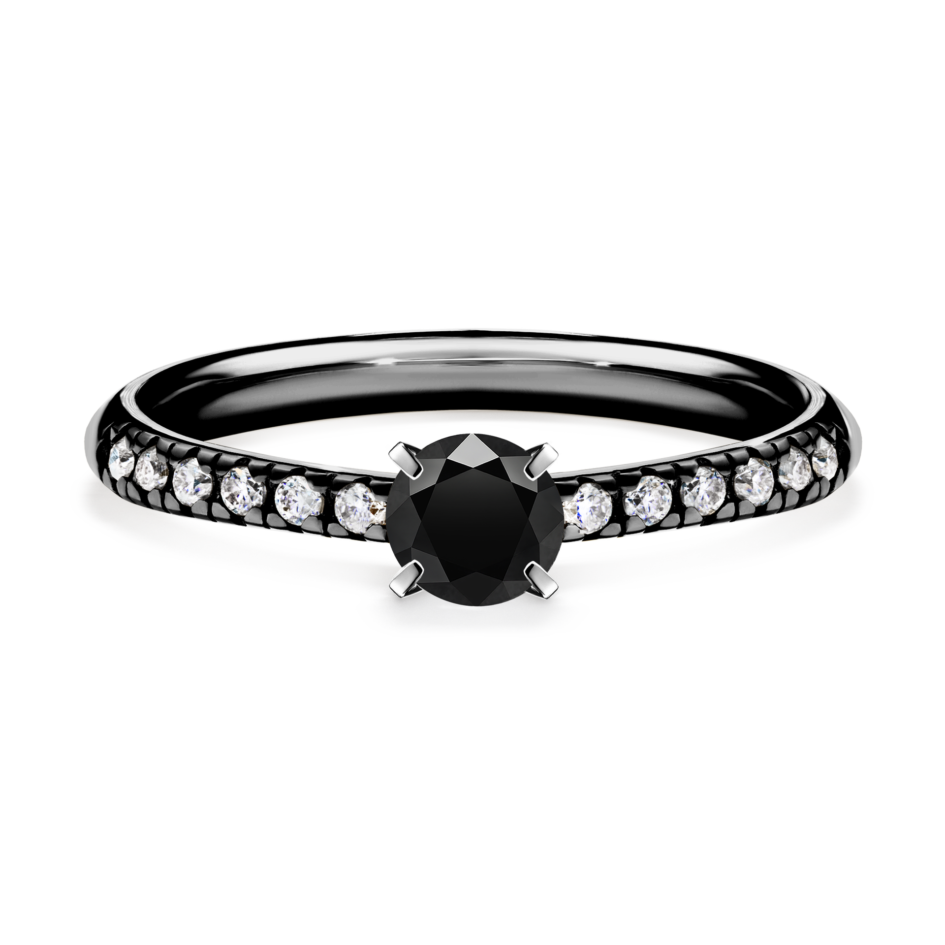 Pierścionek zaręczynowy My Sunshine z czarnego złota z czarnym diamentem 0,39CT