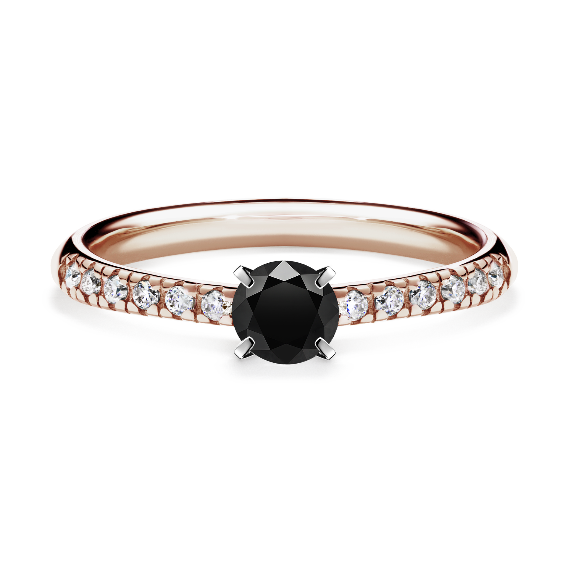 Pierścionek zaręczynowy My Sunshine z różowego złota z czarnym diamentem 0,39CT