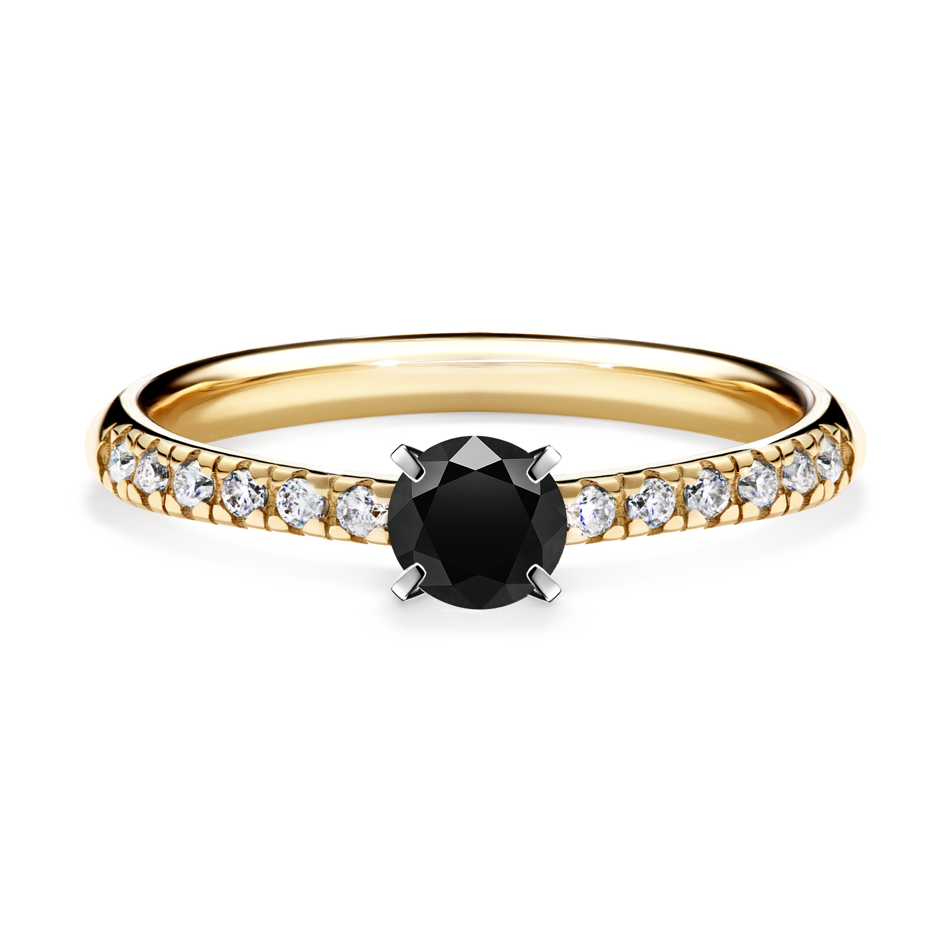Pierścionek zaręczynowy My Sunshine z żółtego złota z czarnym diamentem 0,39CT