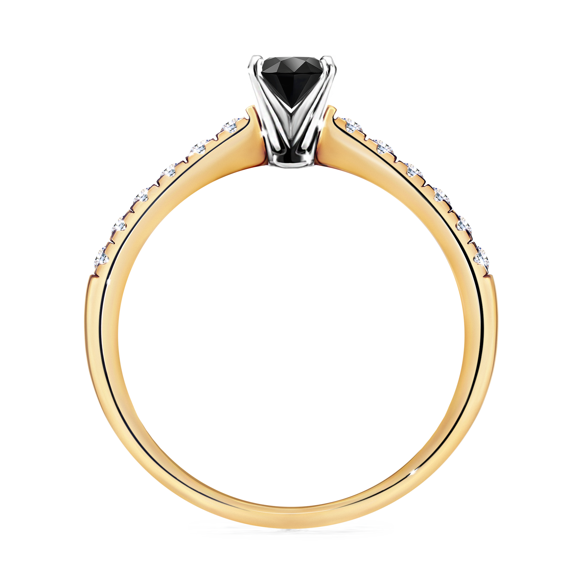 Pierścionek zaręczynowy My Sunshine z żółtego złota z czarnym diamentem 0,39CT