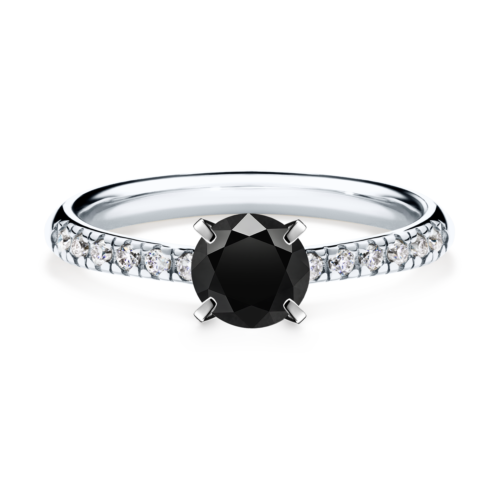 Pierścionek zaręczynowy My Sunshine z białego złota z czarnym diamentem 0,64CT