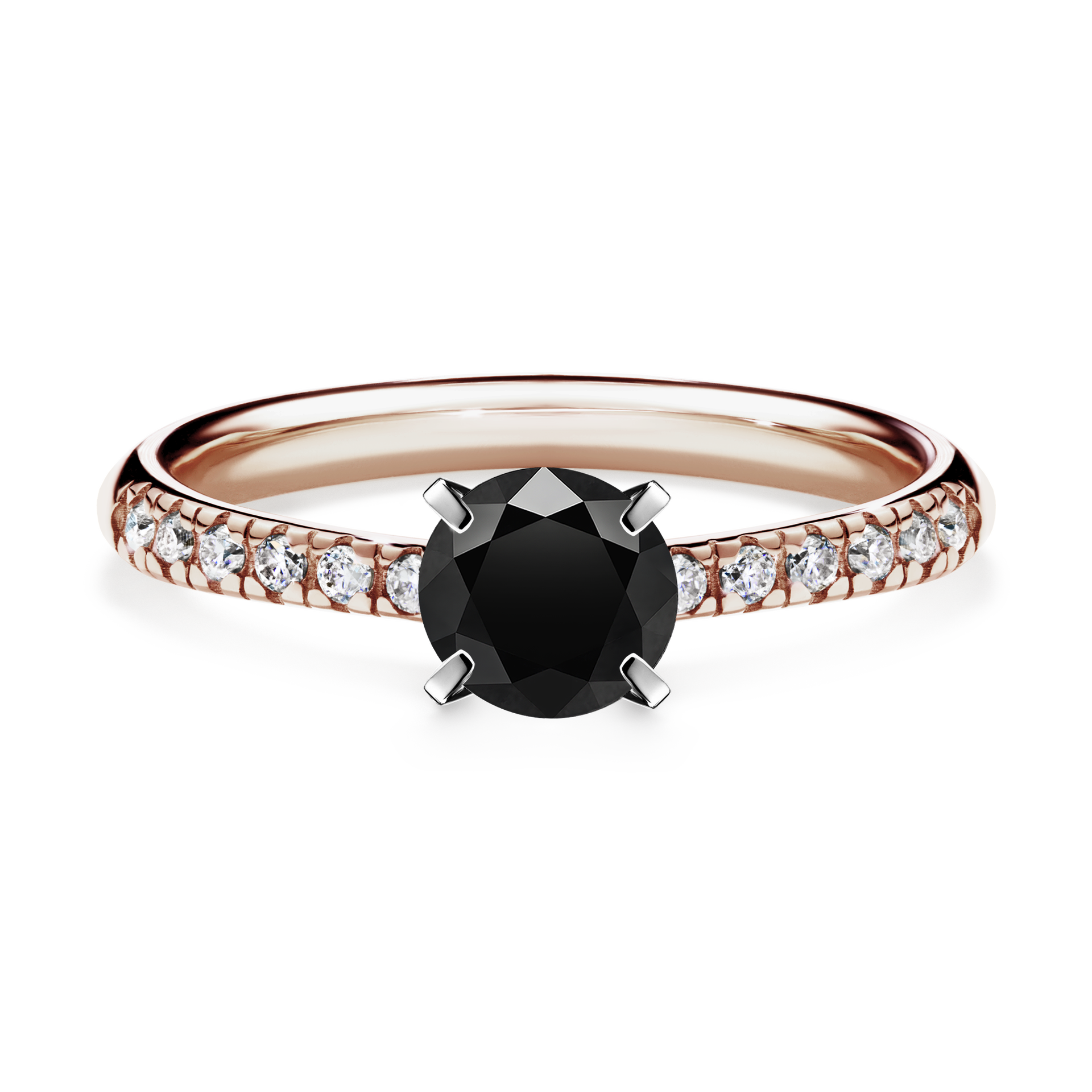 Pierścionek zaręczynowy My Sunshine z różowego złota z czarnym diamentem 0,64CT