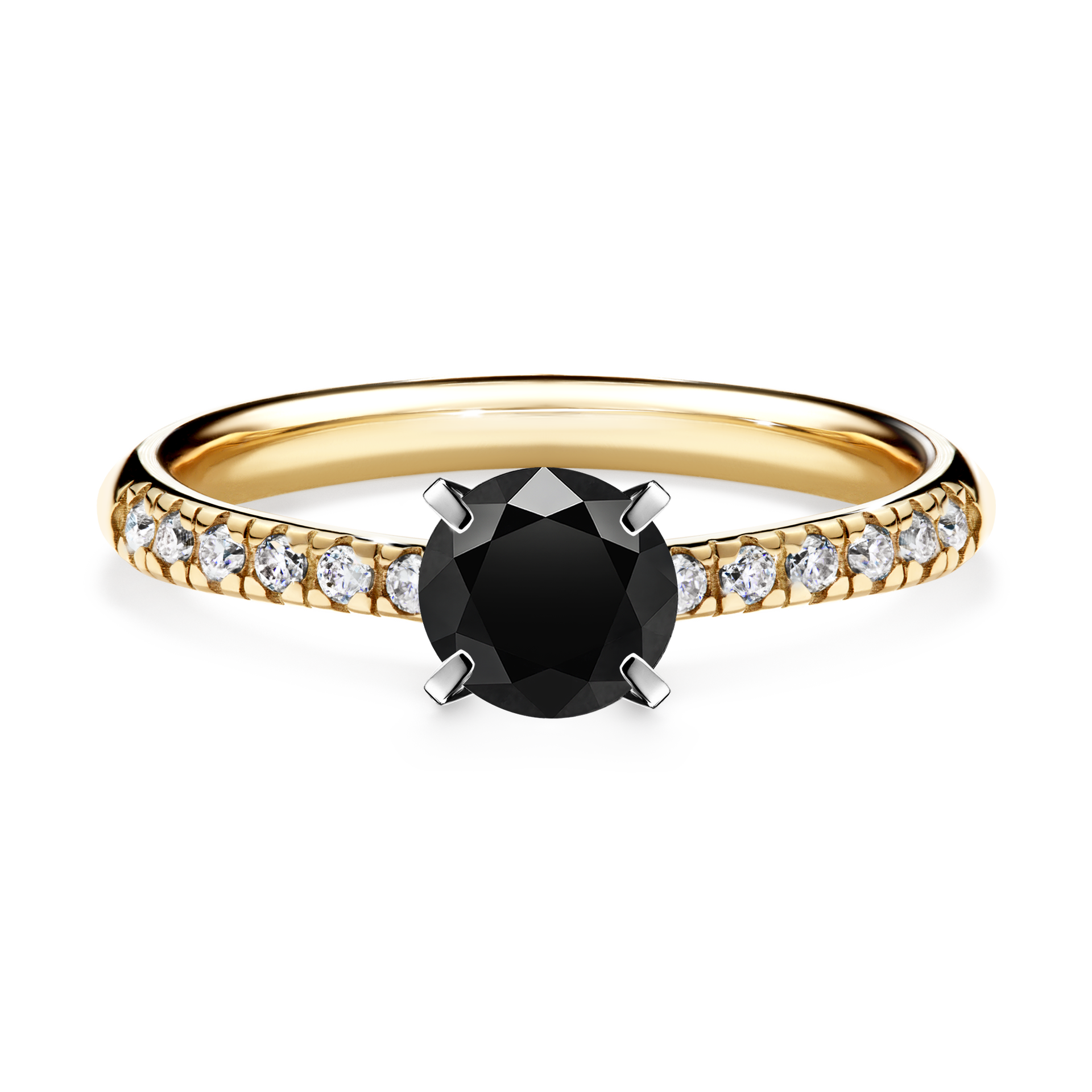 Pierścionek zaręczynowy My Sunshine z żółtego złota z czarnym diamentem 0,64CT
