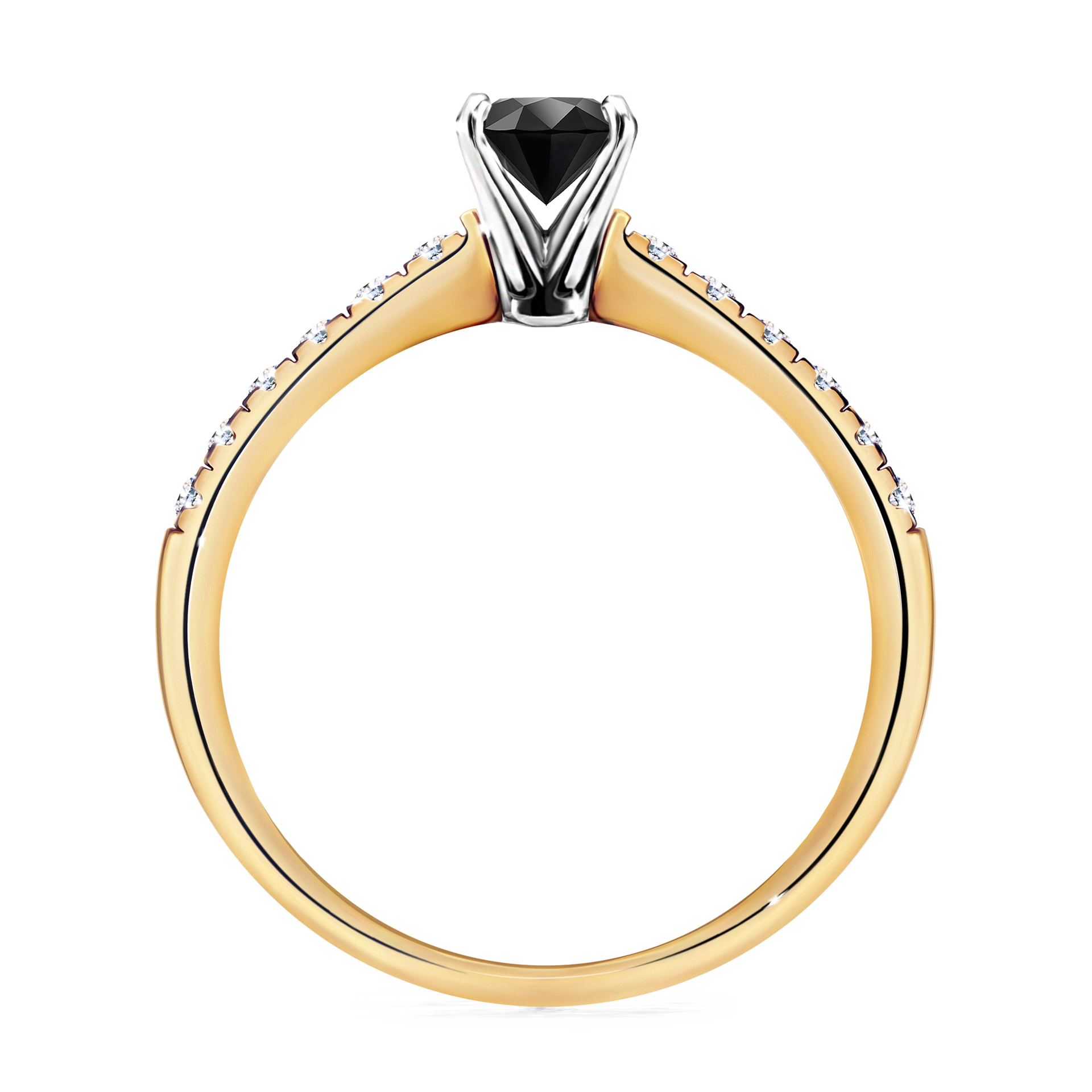 Pierścionek zaręczynowy My Sunshine z żółtego złota z czarnym diamentem 0,64CT