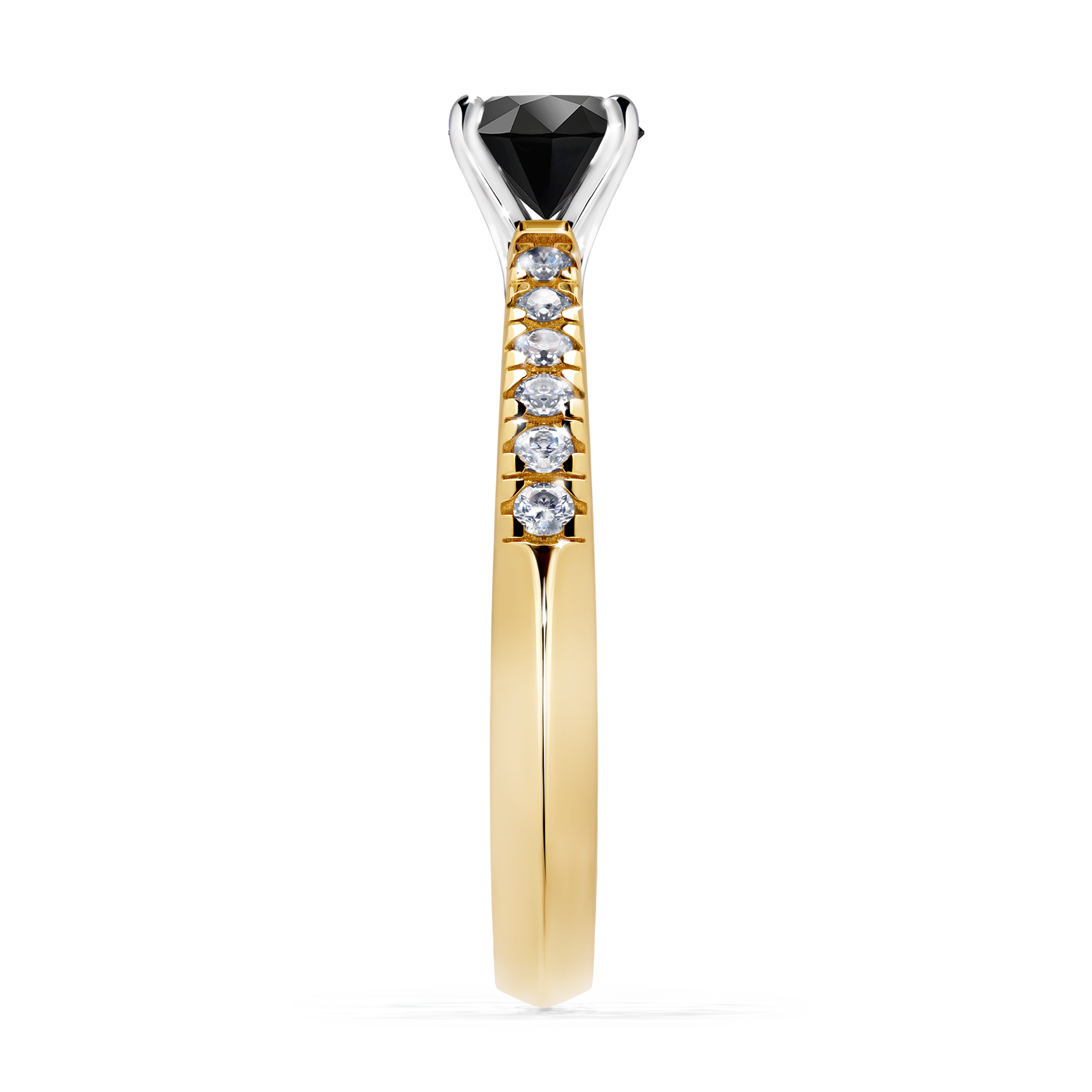 Pierścionek zaręczynowy My Sunshine z żółtego złota z czarnym diamentem 0,64CT