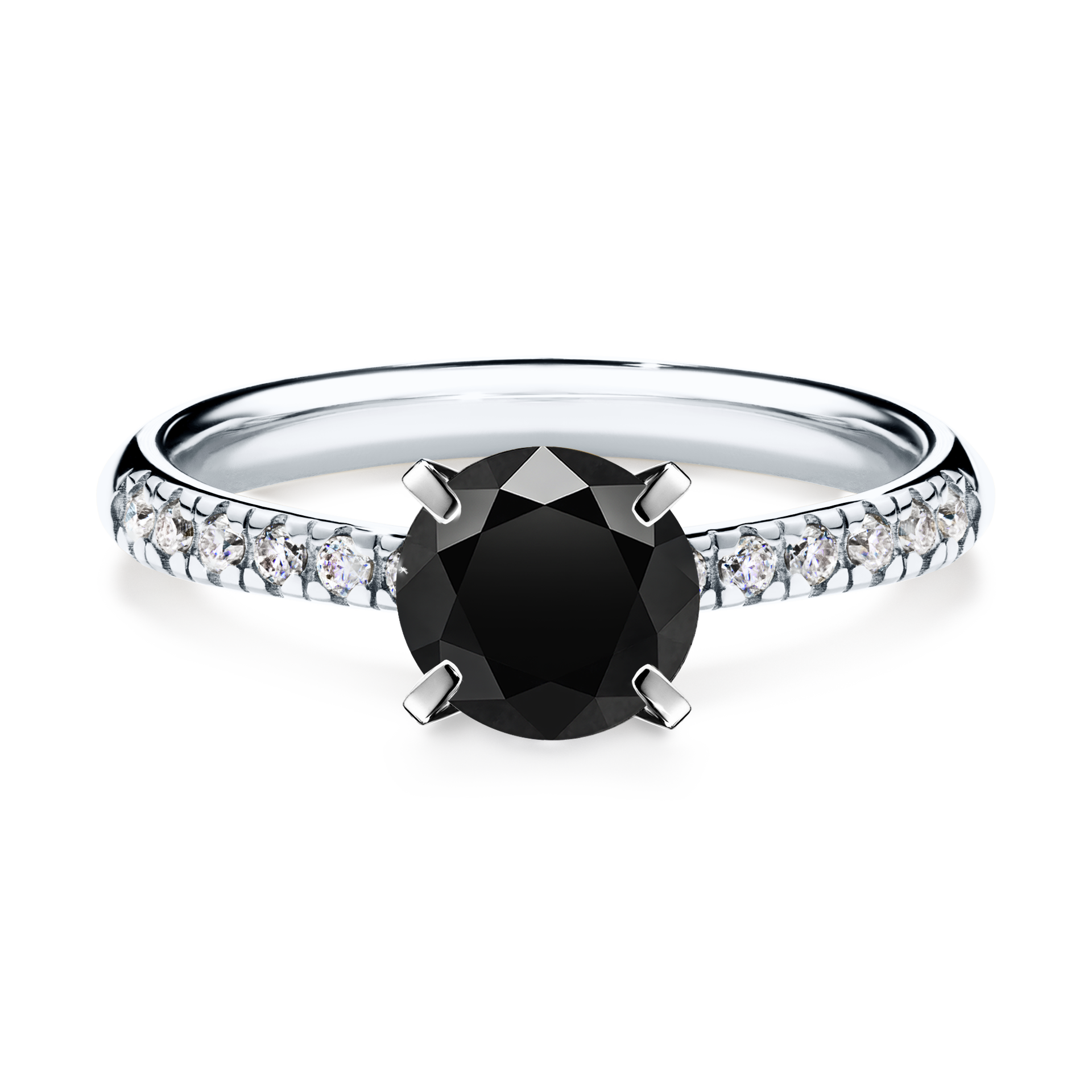 Pierścionek zaręczynowy My Sunshine z białego złota z czarnym diamentem 1,00CT