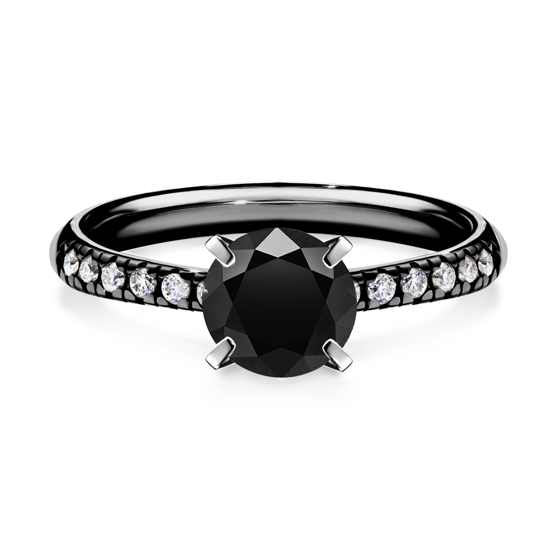 Pierścionek zaręczynowy My Sunshine z czarnego złota z czarnym diamentem 1,00CT