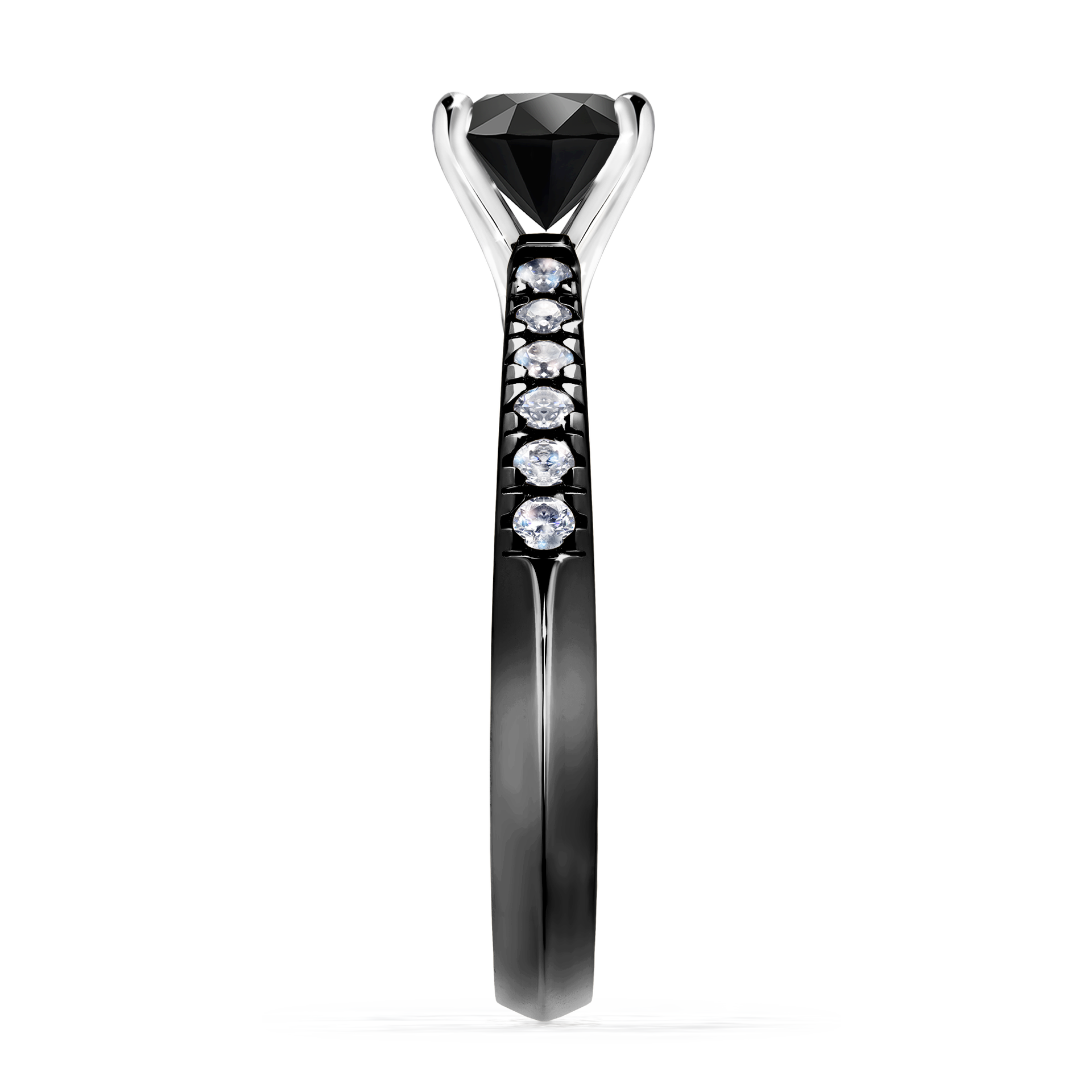 Pierścionek zaręczynowy My Sunshine z czarnego złota z czarnym diamentem 1,00CT