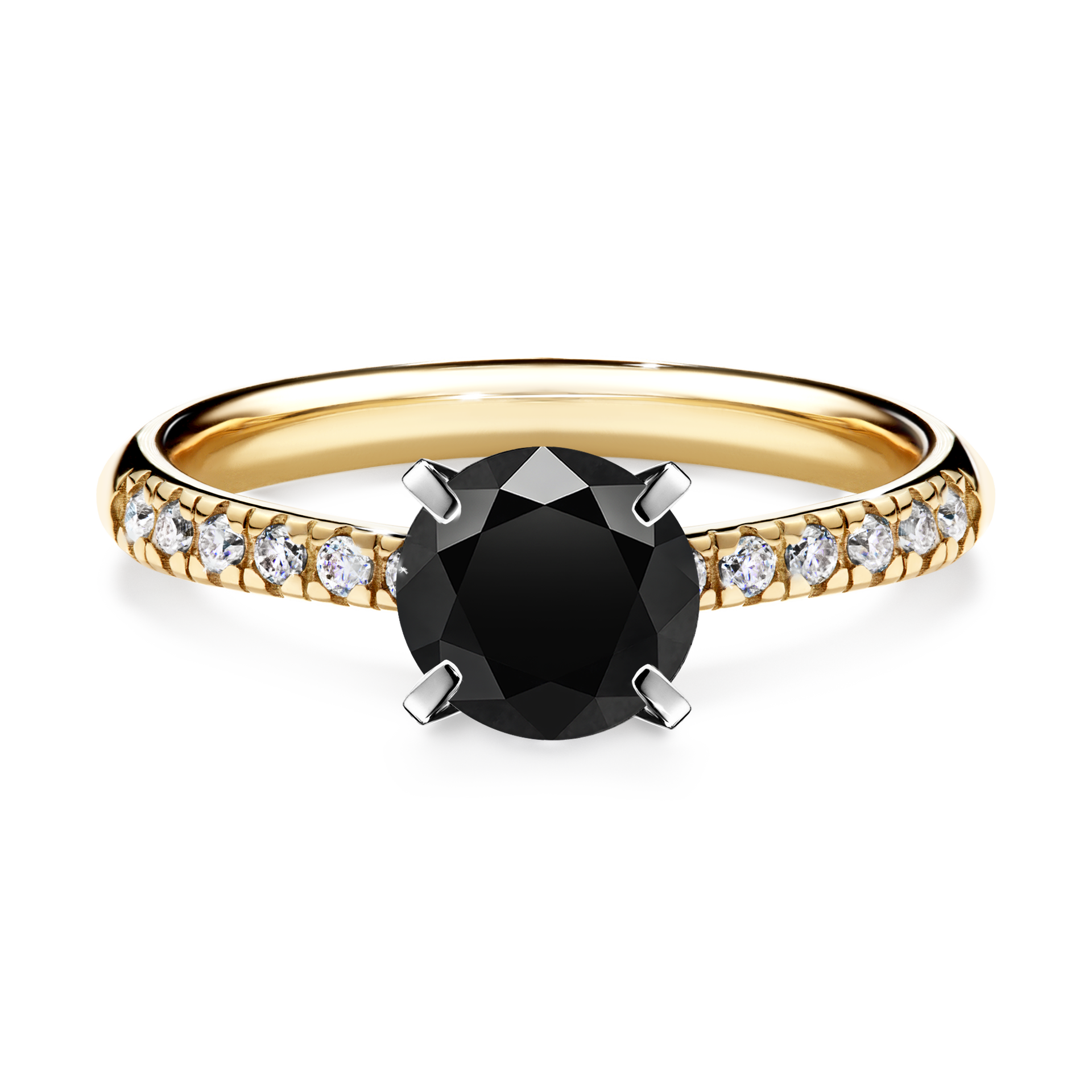 Pierścionek zaręczynowy My Sunshine z żółtego złota z czarnym diamentem 1,00CT
