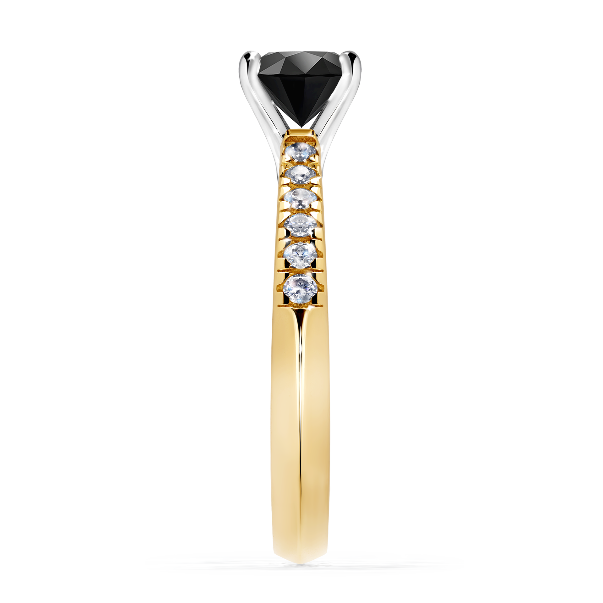 Pierścionek zaręczynowy My Sunshine z żółtego złota z czarnym diamentem 1,00CT