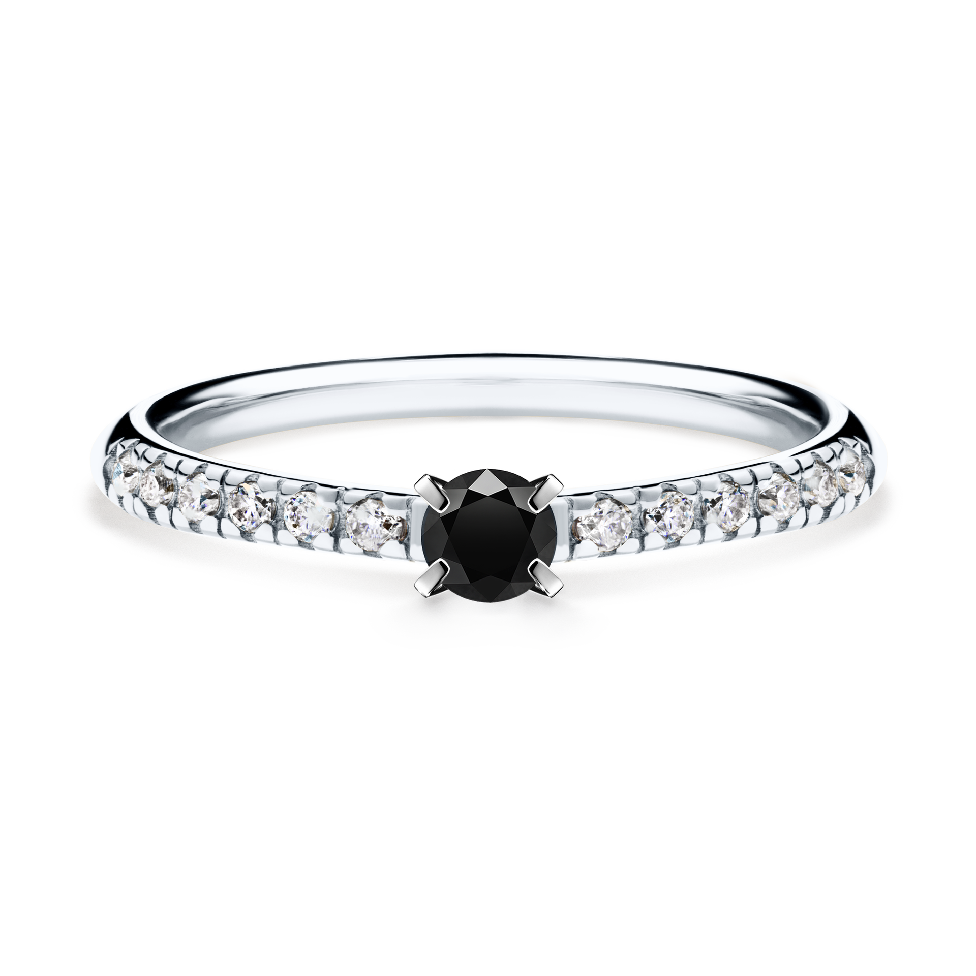 Pierścionek zaręczynowy My Sunshine z białego złota z czarnym diamentem 0,24CT