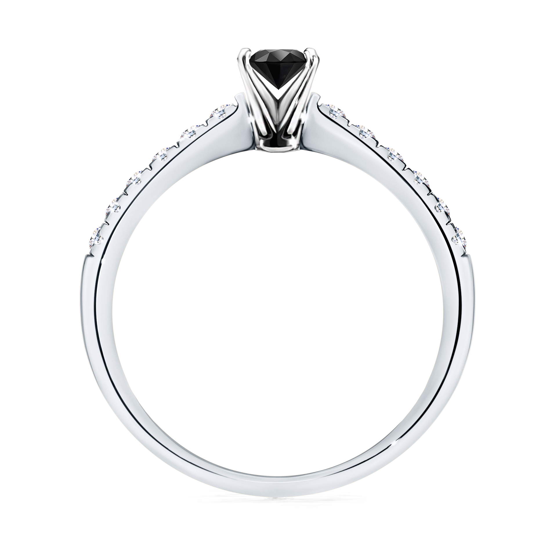 Pierścionek zaręczynowy My Sunshine z białego złota z czarnym diamentem 0,24CT