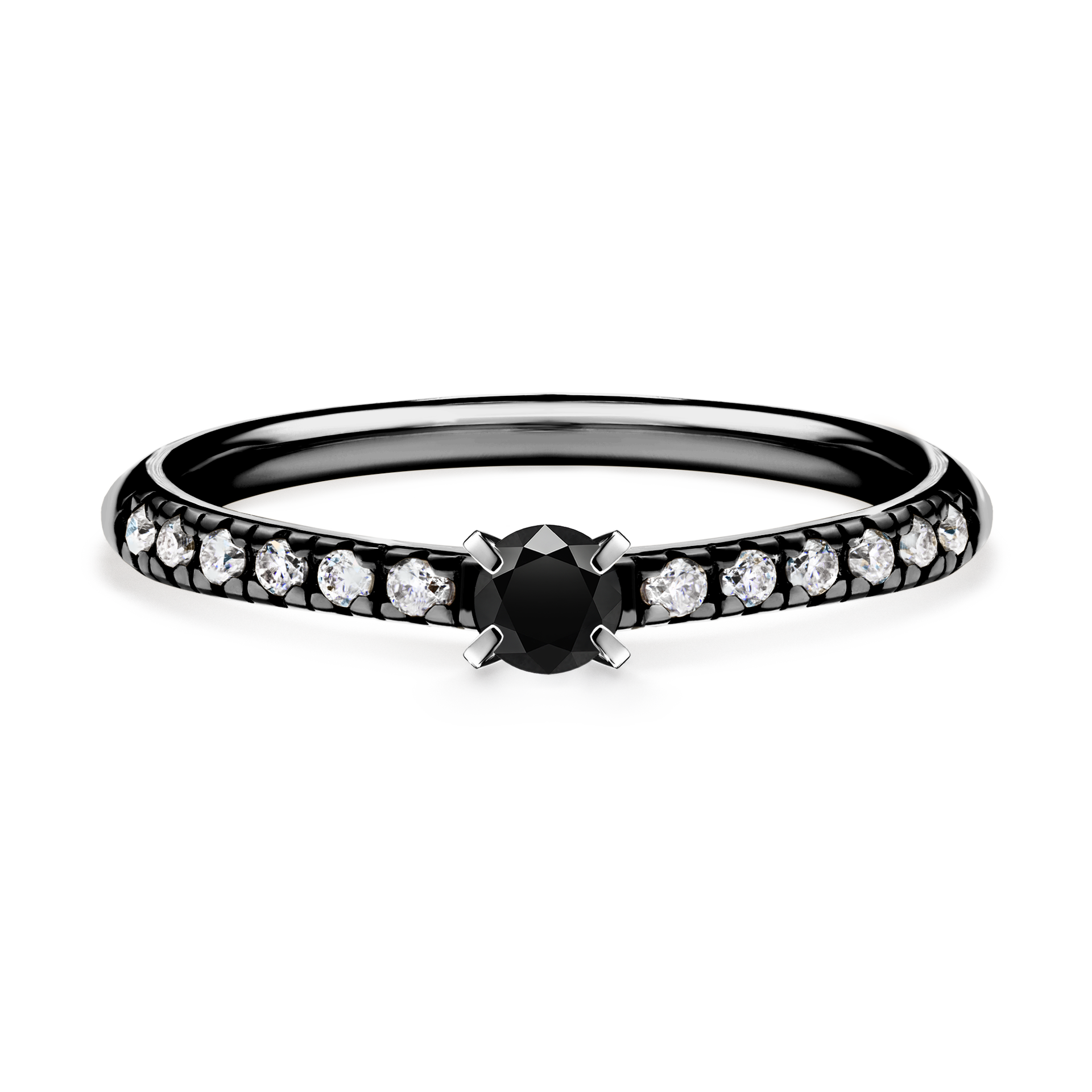 Pierścionek zaręczynowy My Sunshine z czarnego złota z czarnym diamentem 0,24CT