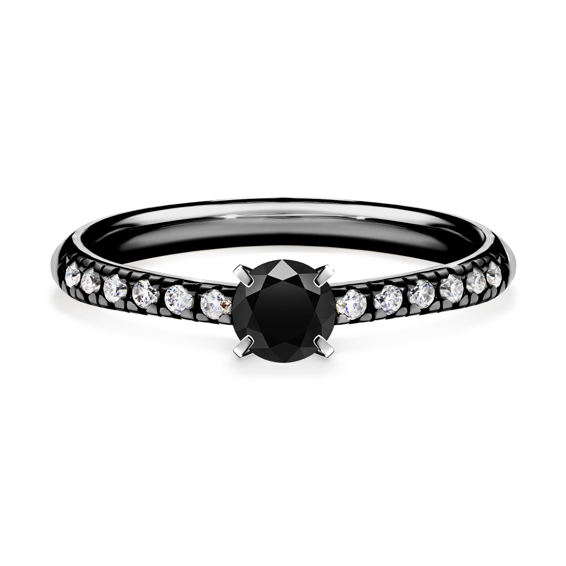 Pierścionek zaręczynowy My Sunshine z czarnego złota z czarnym diamentem 0,39CT