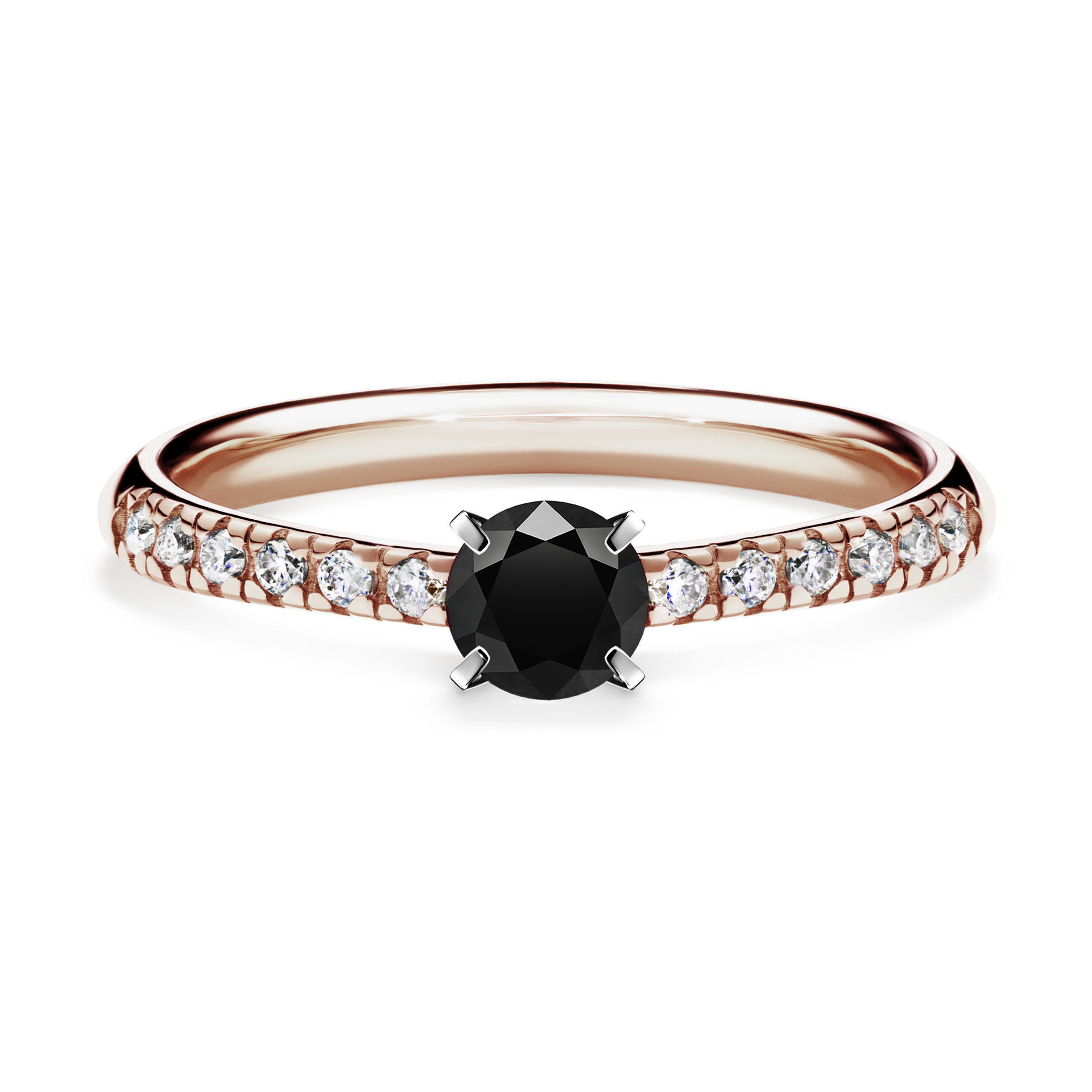 Pierścionek zaręczynowy My Sunshine z różowego złota z czarnym diamentem 0,39CT
