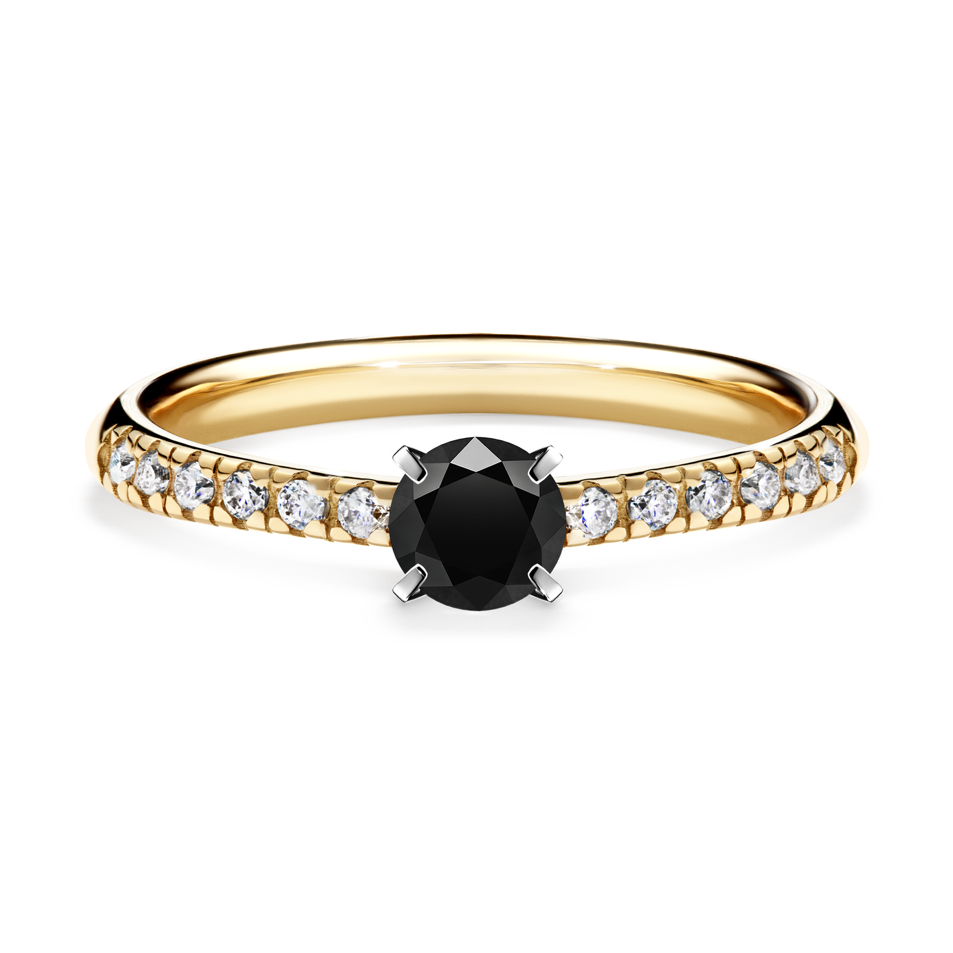 Pierścionek zaręczynowy My Sunshine z żółtego złota z czarnym diamentem 0,39CT