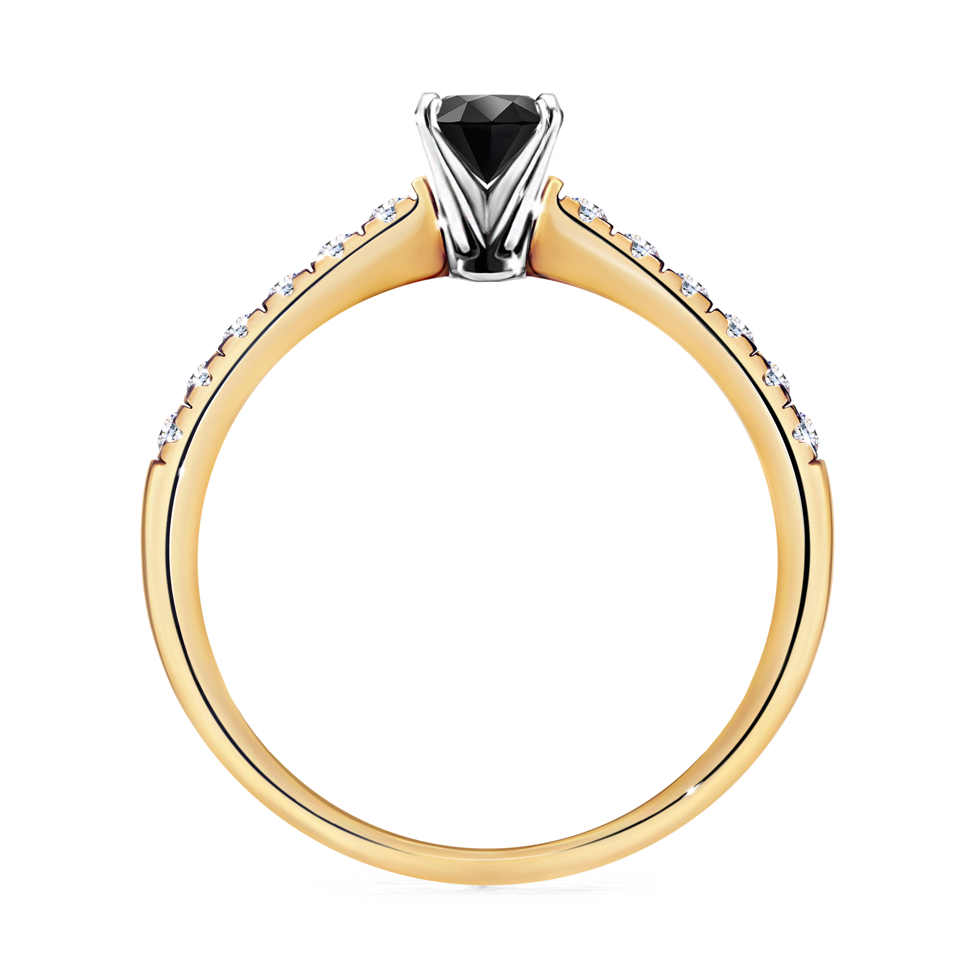 Pierścionek zaręczynowy My Sunshine z żółtego złota z czarnym diamentem 0,39CT