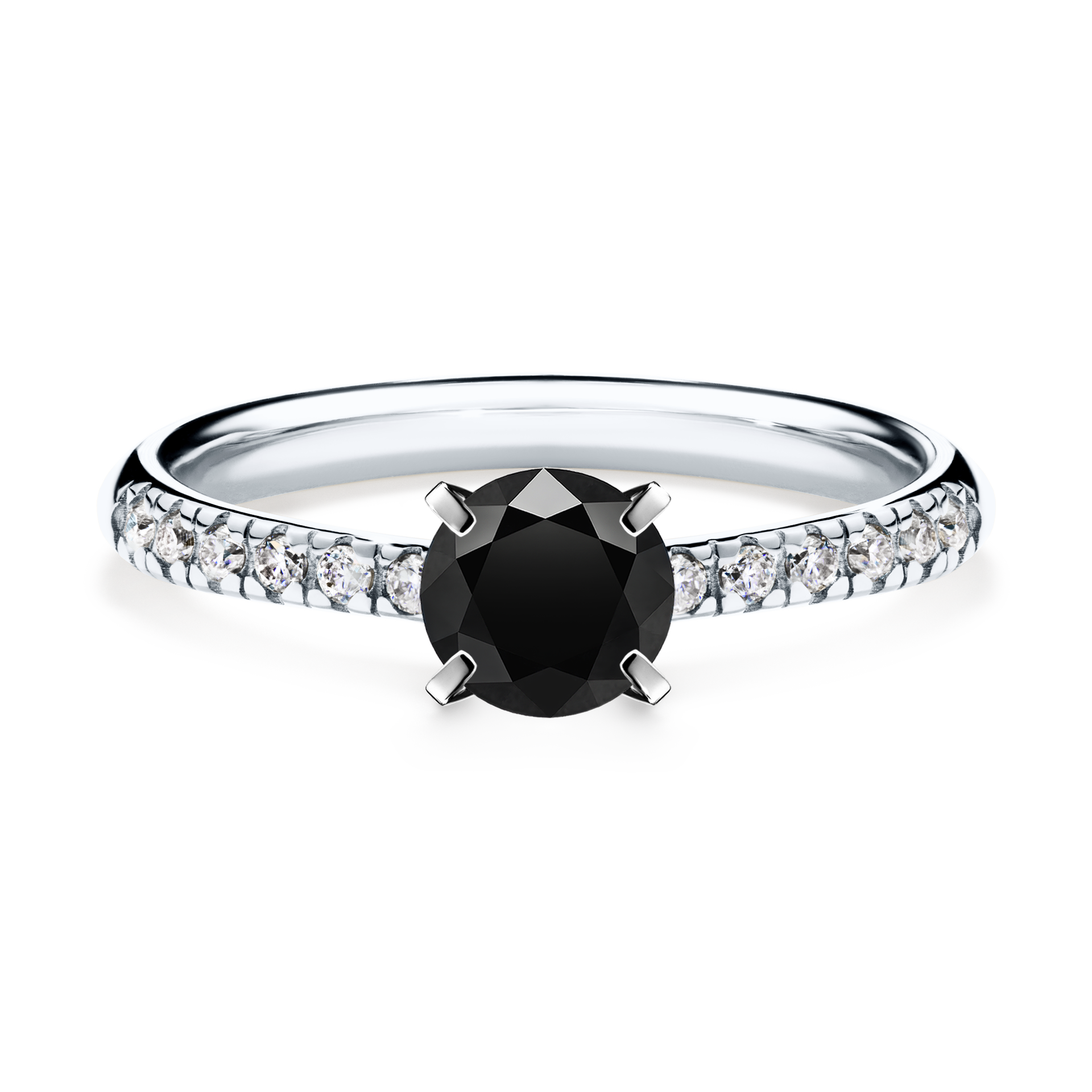 Pierścionek zaręczynowy My Sunshine z białego złota z czarnym diamentem 0,64CT