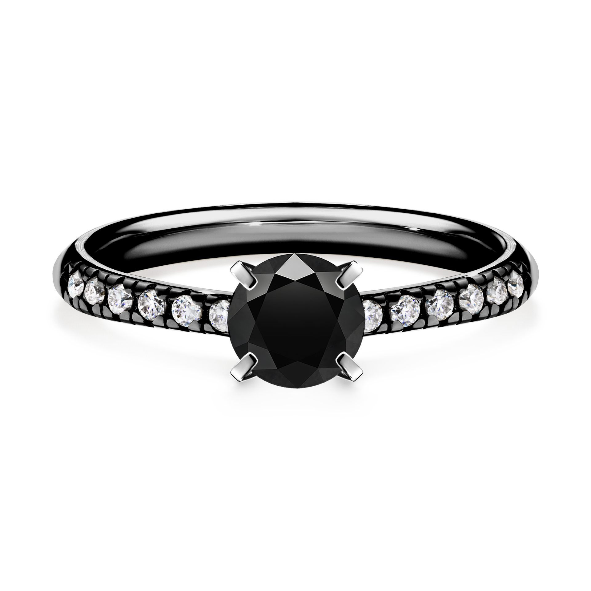 Pierścionek zaręczynowy My Sunshine z czarnego złota z czarnym diamentem 0,64CT