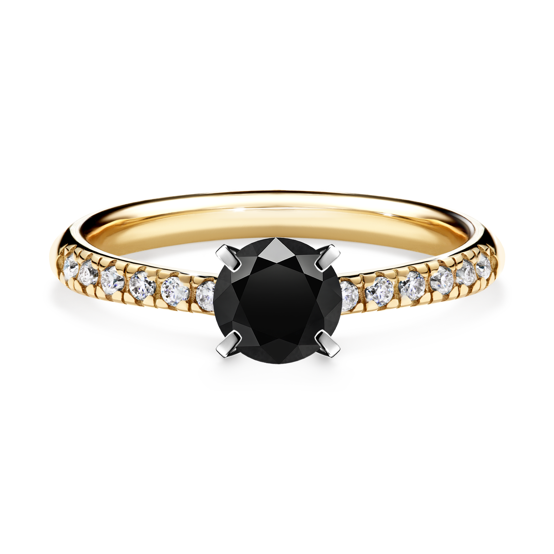 Pierścionek zaręczynowy My Sunshine z żółtego złota z czarnym diamentem 0,64CT