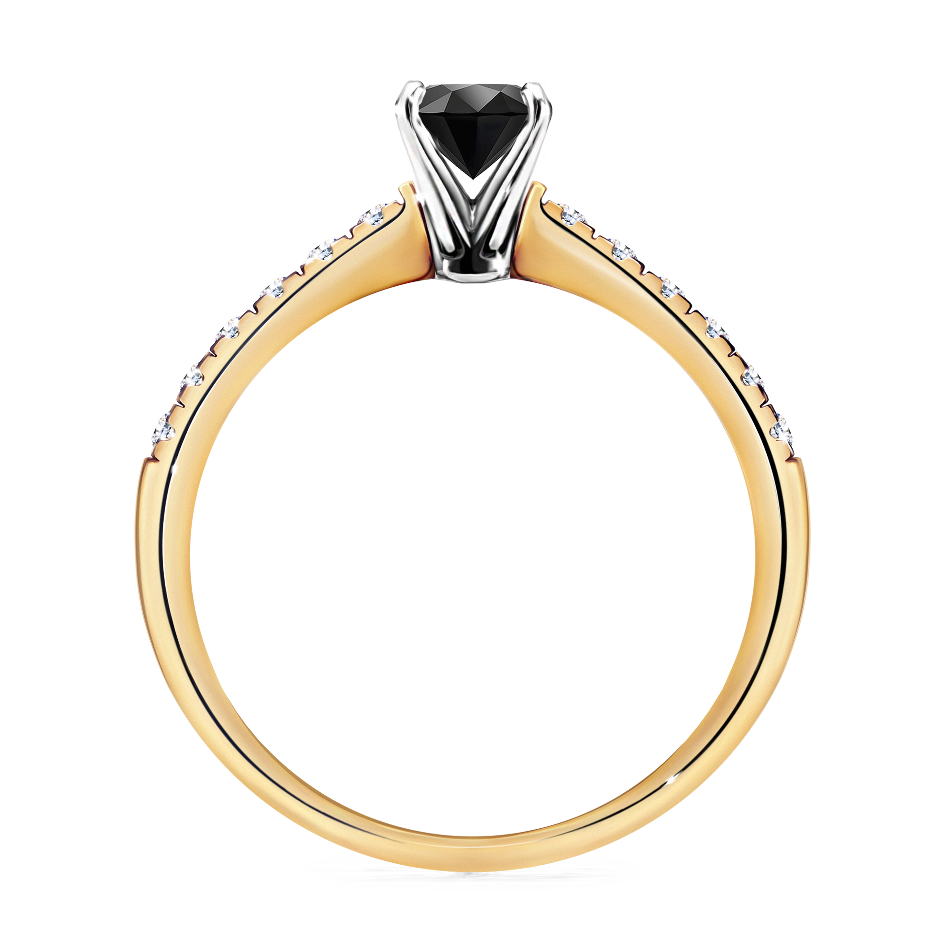 Pierścionek zaręczynowy My Sunshine z żółtego złota z czarnym diamentem 0,64CT